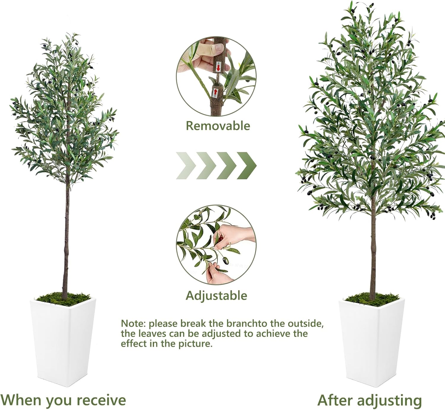 7ft Artificial Olive Tree with Realistic Fruits and Natural Wood Trunk