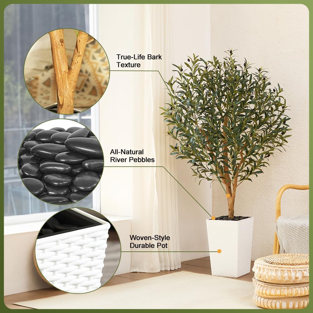 Artificial Olive Tree 5FT Real Wood Trunk UV Resistant