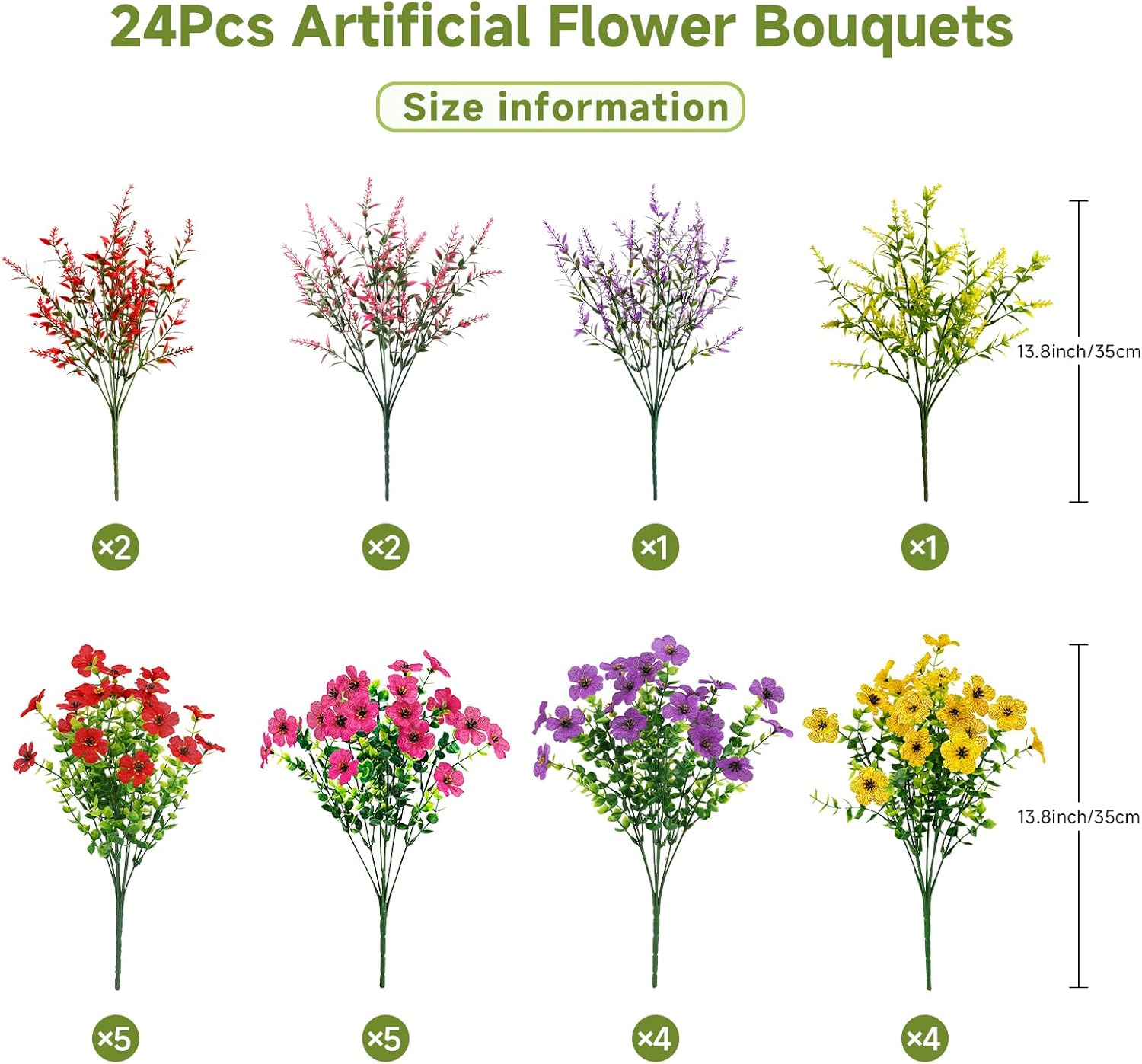 SHareconn 24 Bundle Artificial Flowers for Outdoor Decor