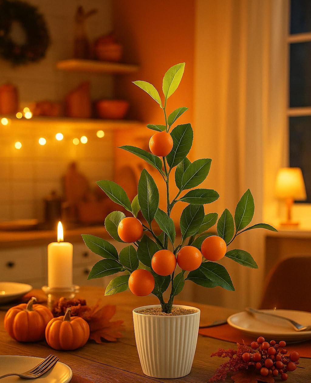 AceList Artificial Orange Tree in White Pot