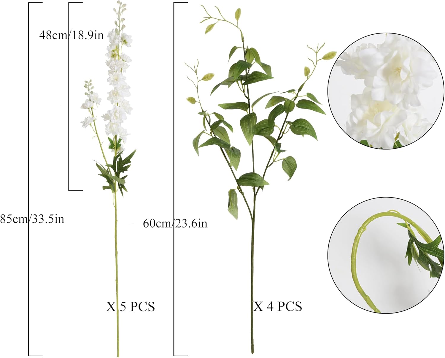IPOPU Artificial Delphinium Flowers 9PCS for Wedding Home Decor