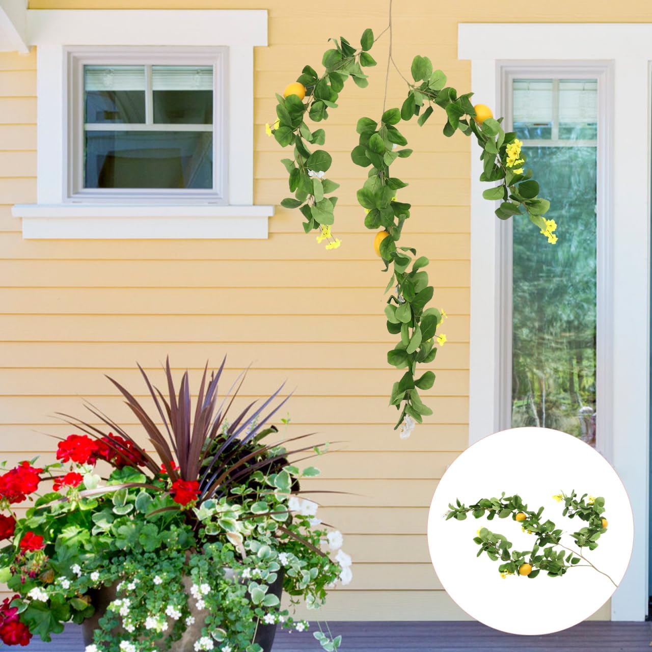 Faux Lemon Garland Artificial Plant Hanging Decor Summer Decor