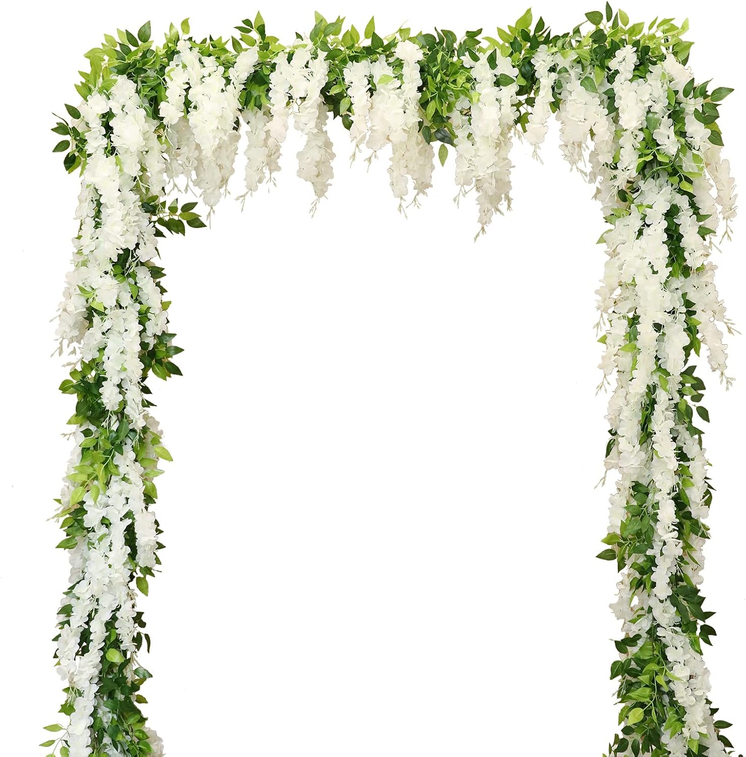 Apeair Wisteria Artificial Flowers Garland 2Pcs 144ft White