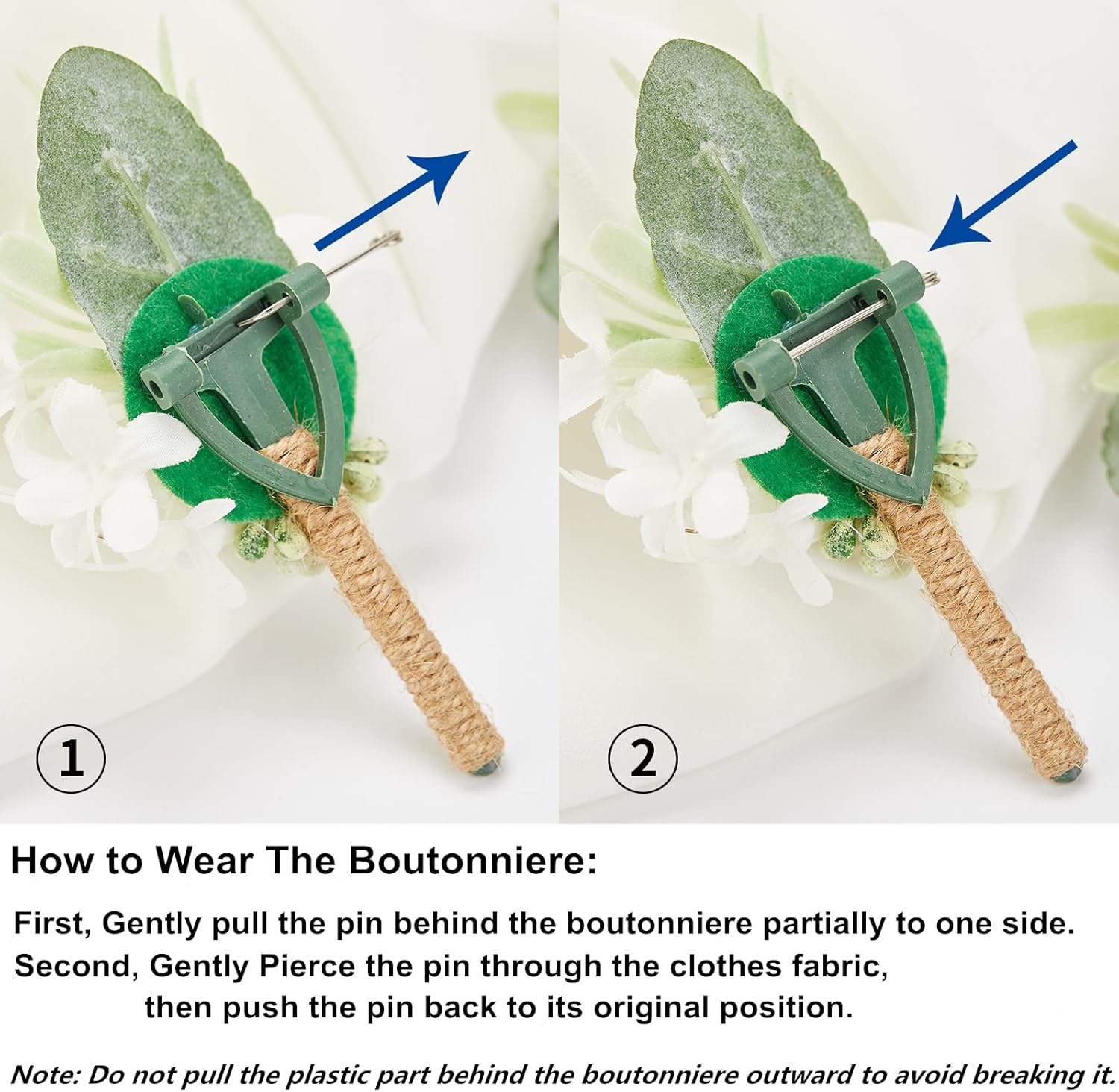Meldel Champagne Boutonniere Set of 6 for Groom Best Man