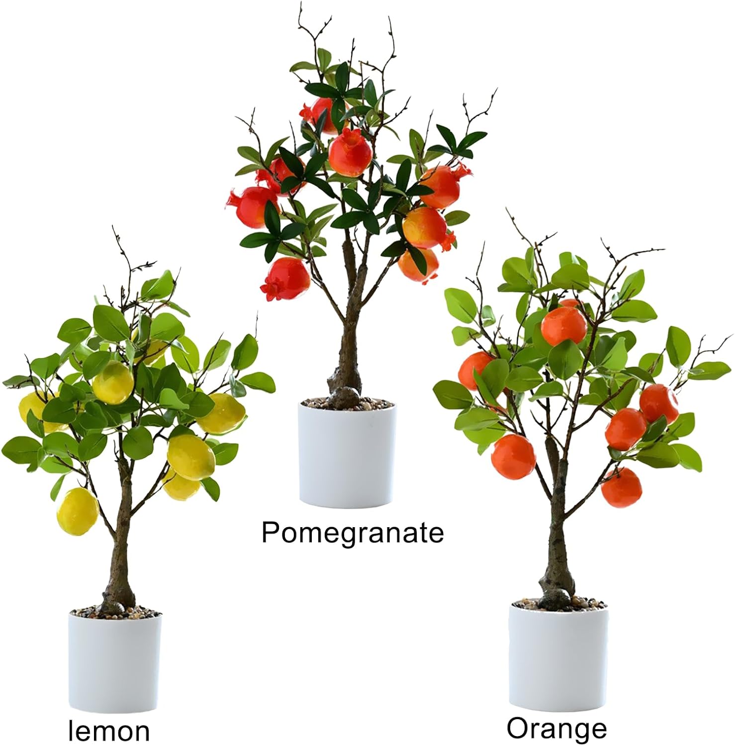 Premium Artificial Lemon Tree Bonsai with White Pot
