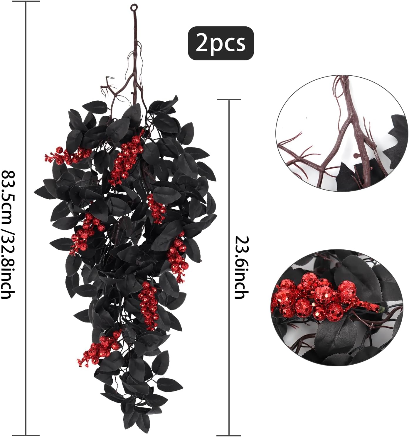 Black Maple Leaf Garland Halloween Decor Set 2 Pcs