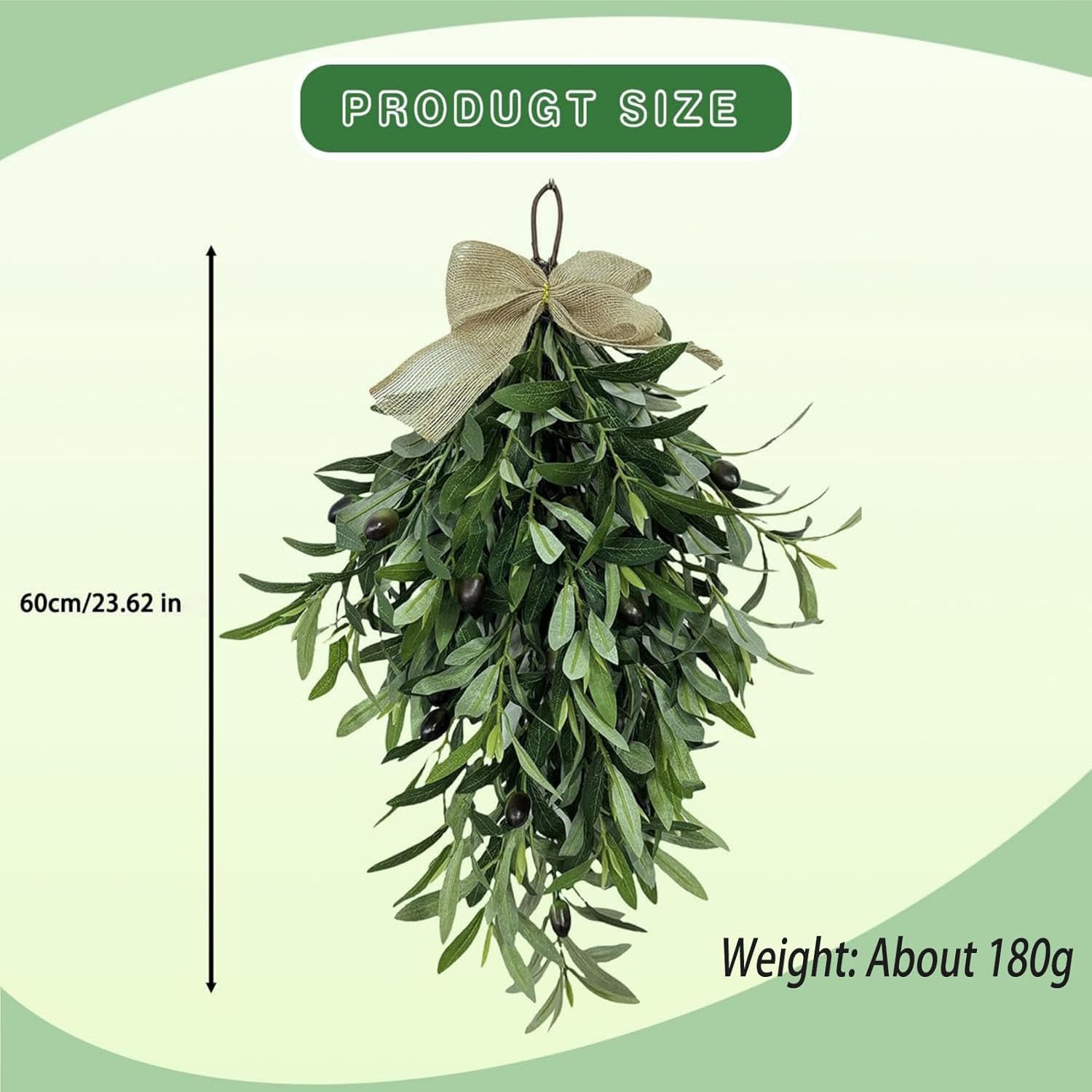 Artificial Olive Wreath 24 Inch 2 Pcs Swag for Wall