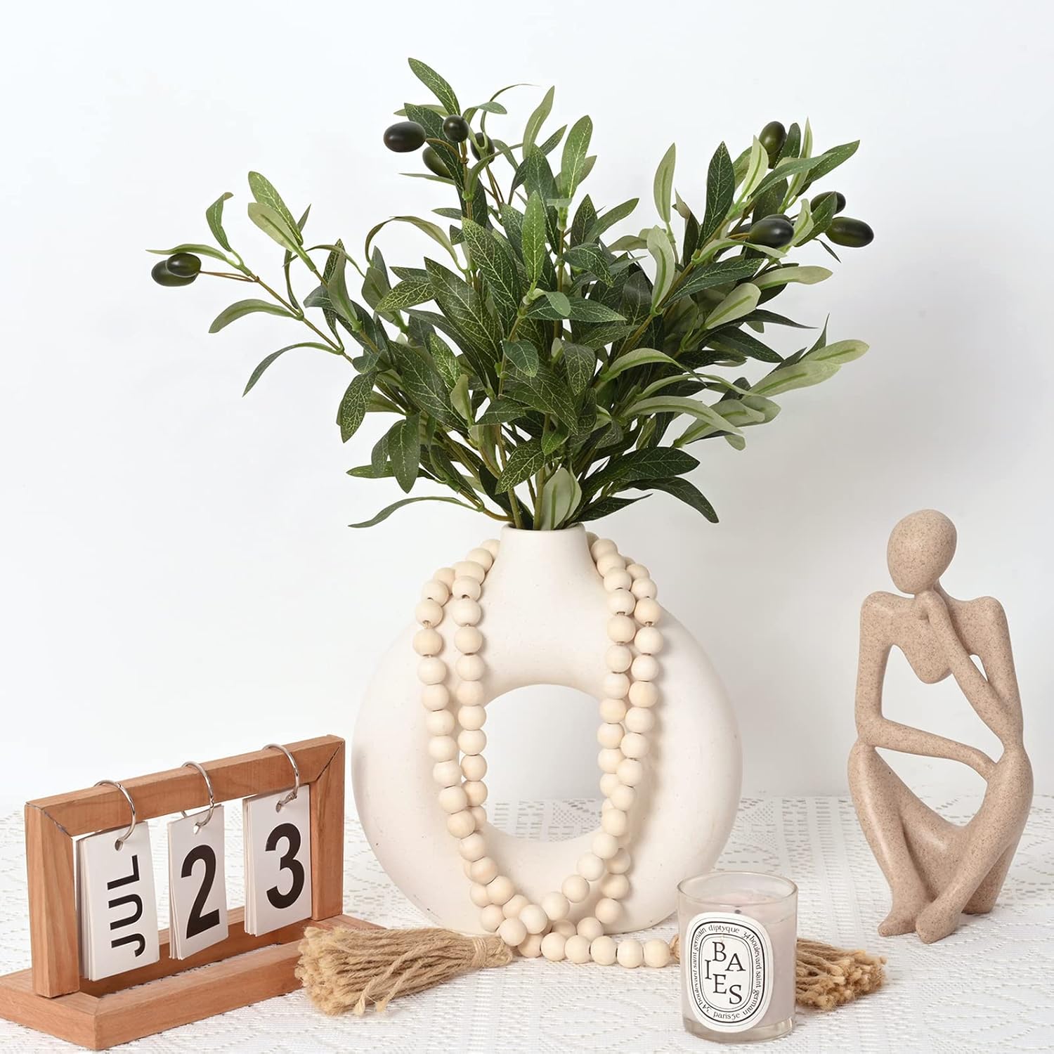 Waipfaru 5Pcs Artificial Olive Branches for Vases 18 Inch