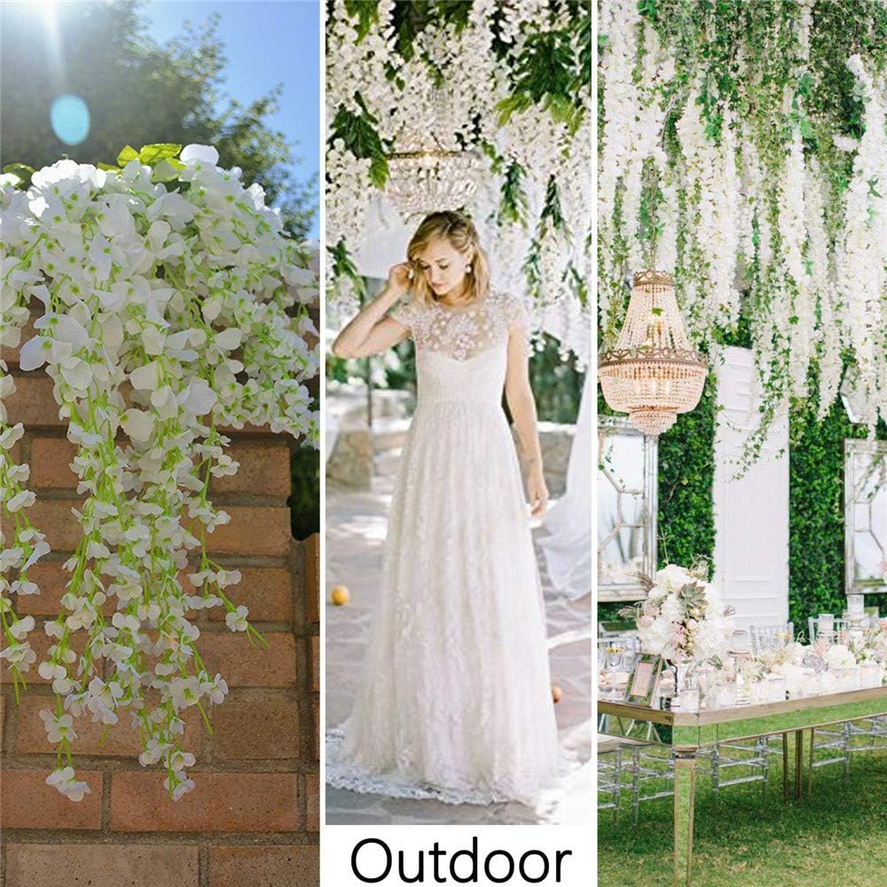 12Pcs Artificial Wisteria Flowers Hanging Garland Decor