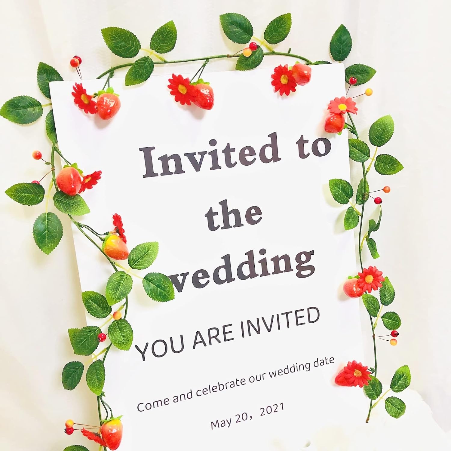Artificial Strawberry Red Flower Garland for Wedding Home Garden