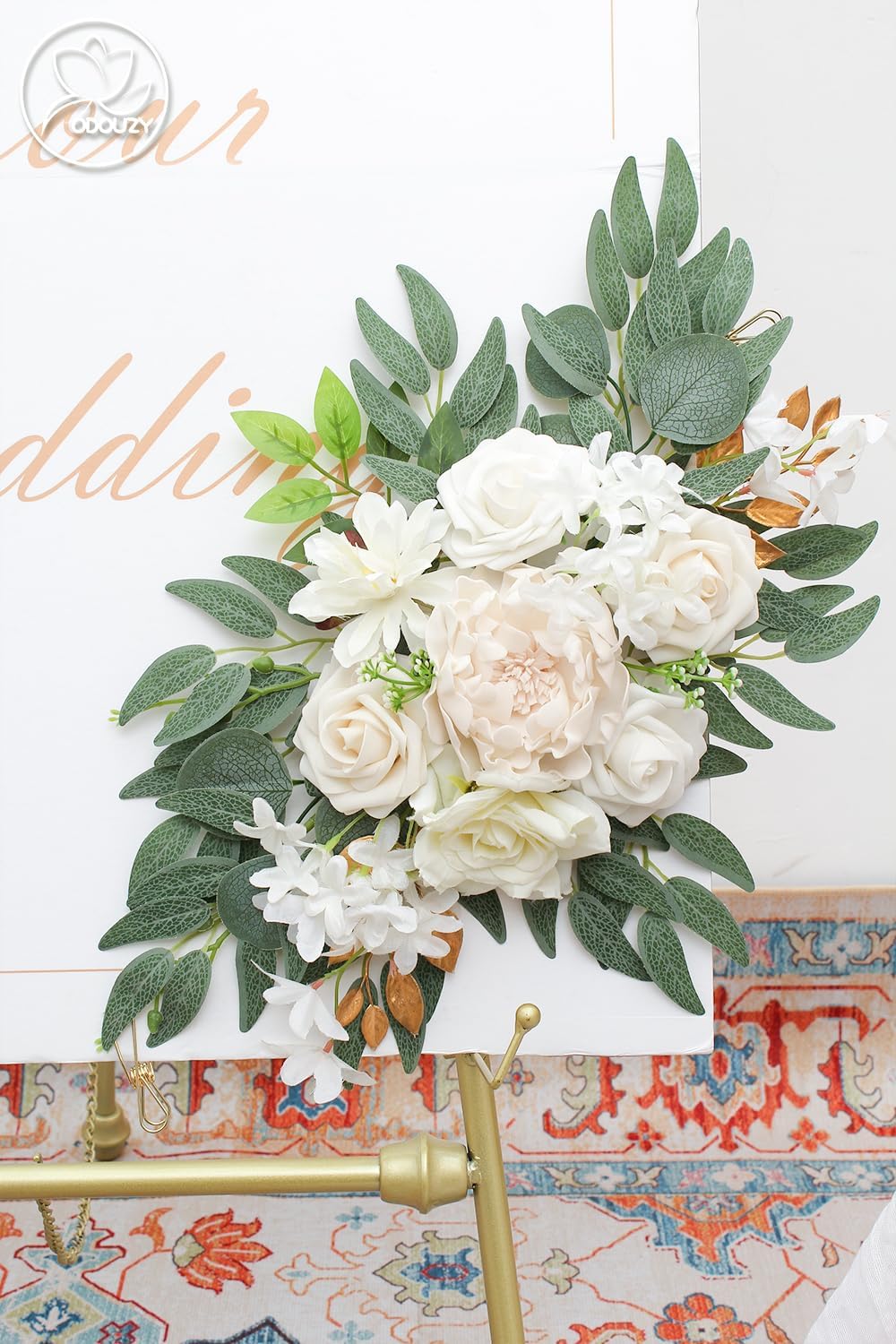 Pack of 2 Artificial Wedding Arch Flowers Decorations Reusable White