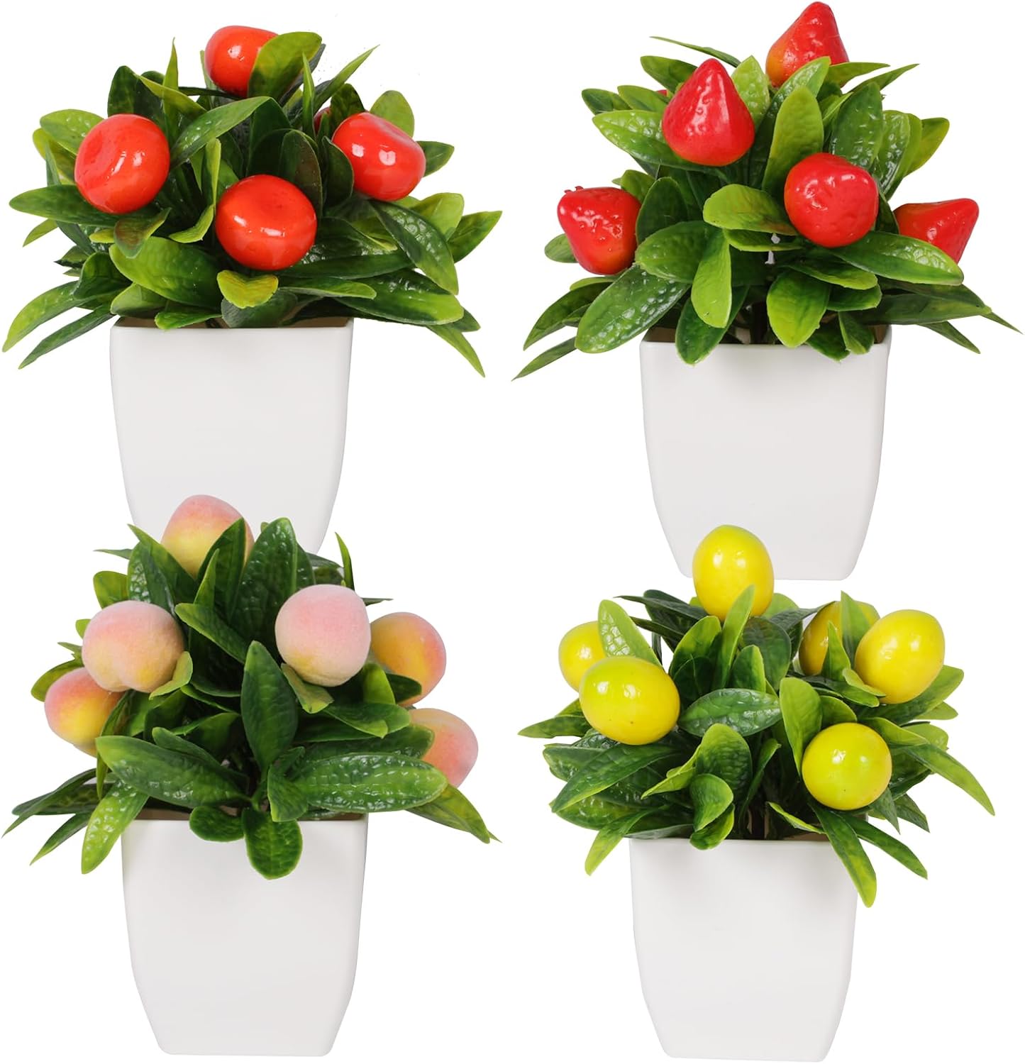 4pcs Mini Artificial Fruit Potted Plants for Home Decor