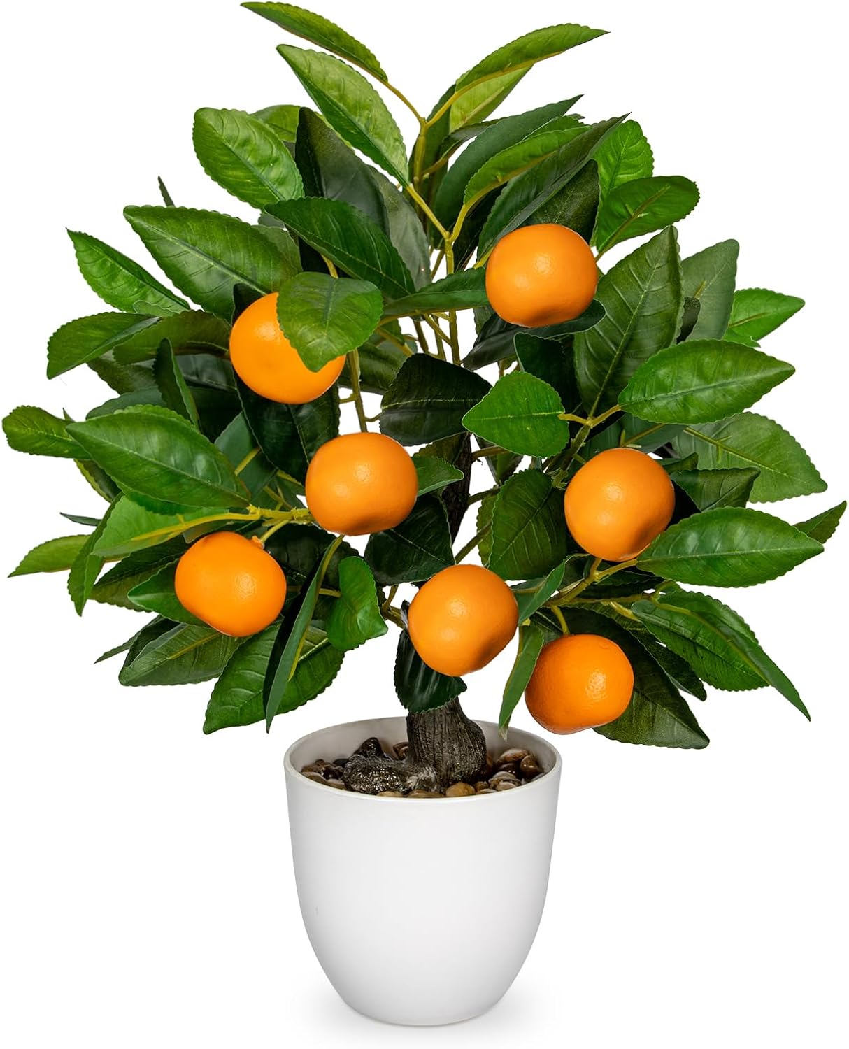 Faux Orange Tree 161 Inch Artificial Citrus Plant with White Pot
