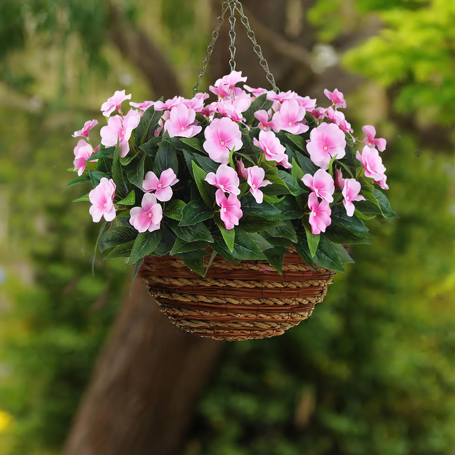 2 Branches Artificial Impatiens Flowers for Outdoor Decor