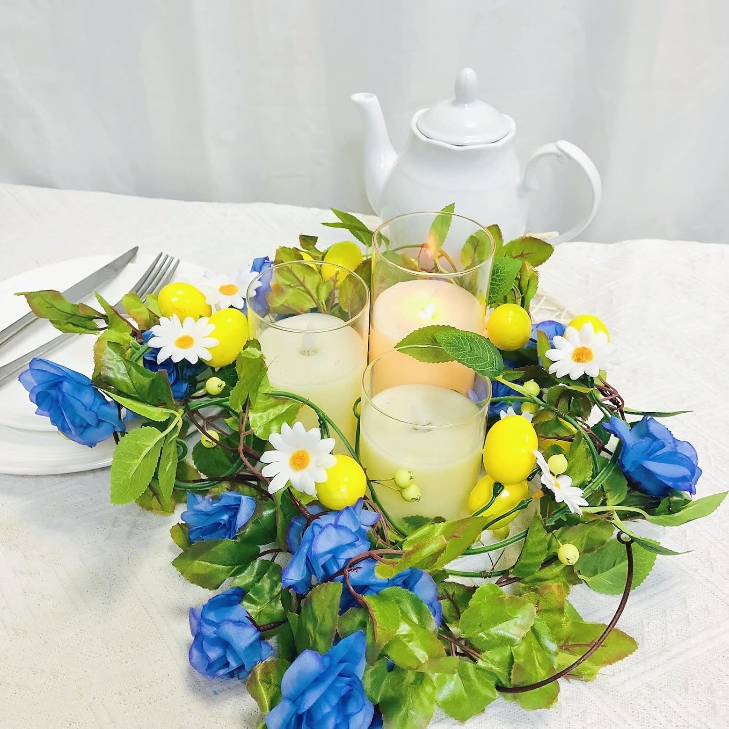 Artificial Lemon Rose Vine Garland Decoration