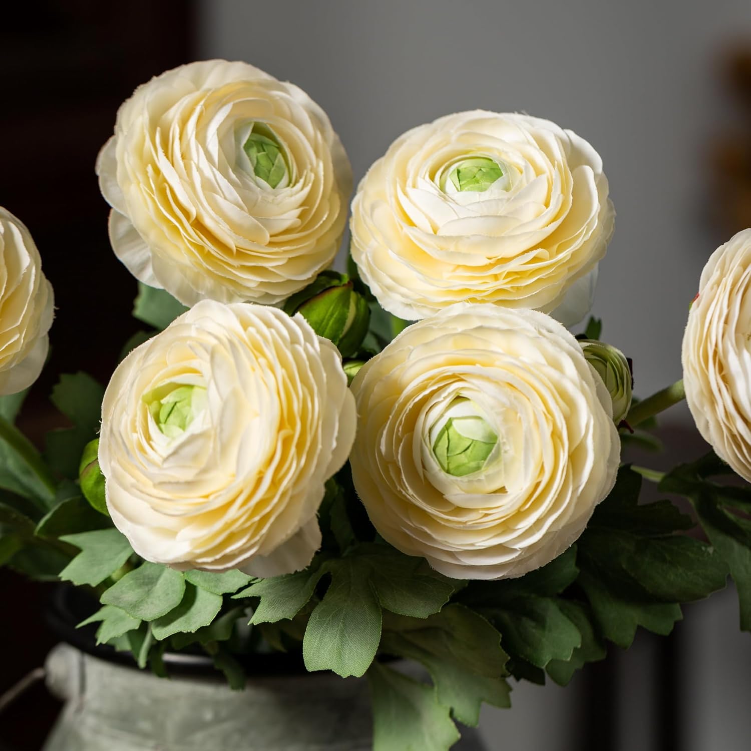 TOPIA Artificial Ranunculus Flowers 6 Pack White