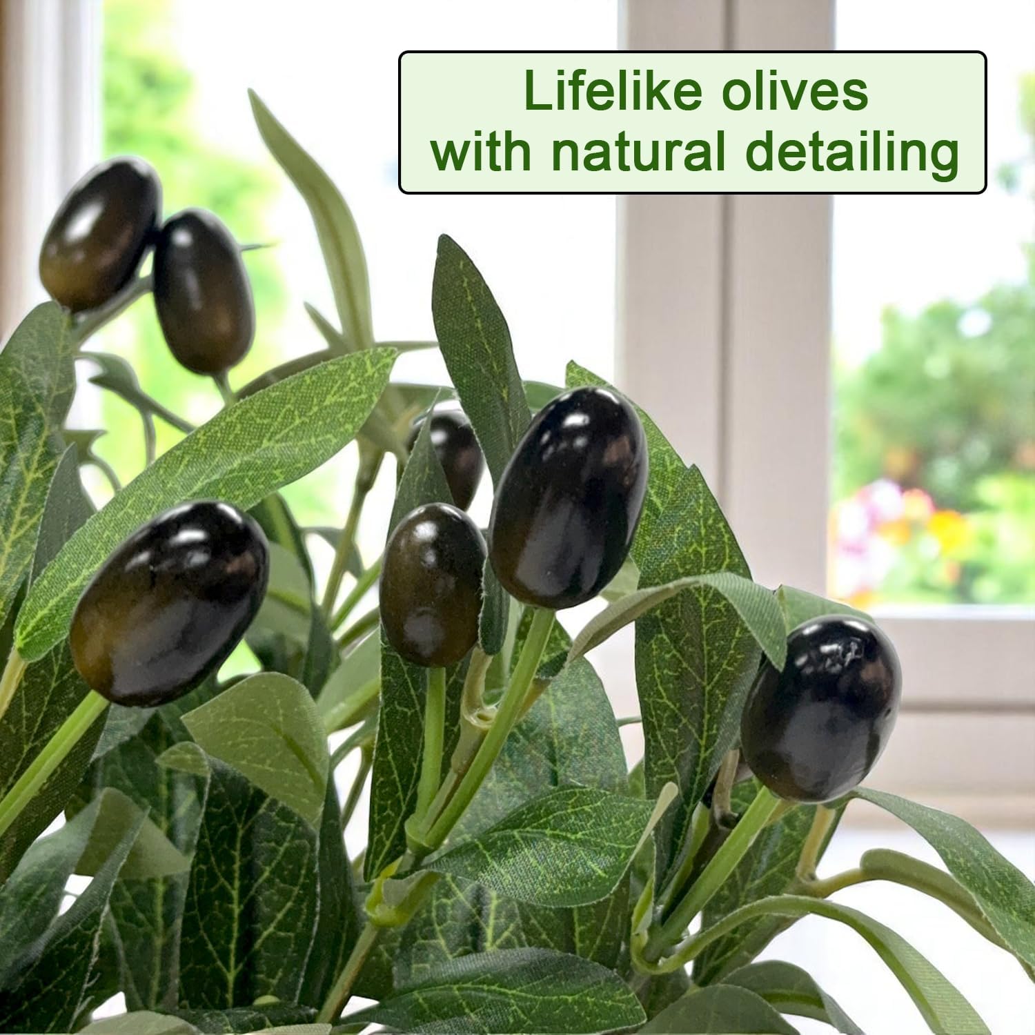 5pcs 15 Inch Artificial Olive Branches with Realistic Fruits
