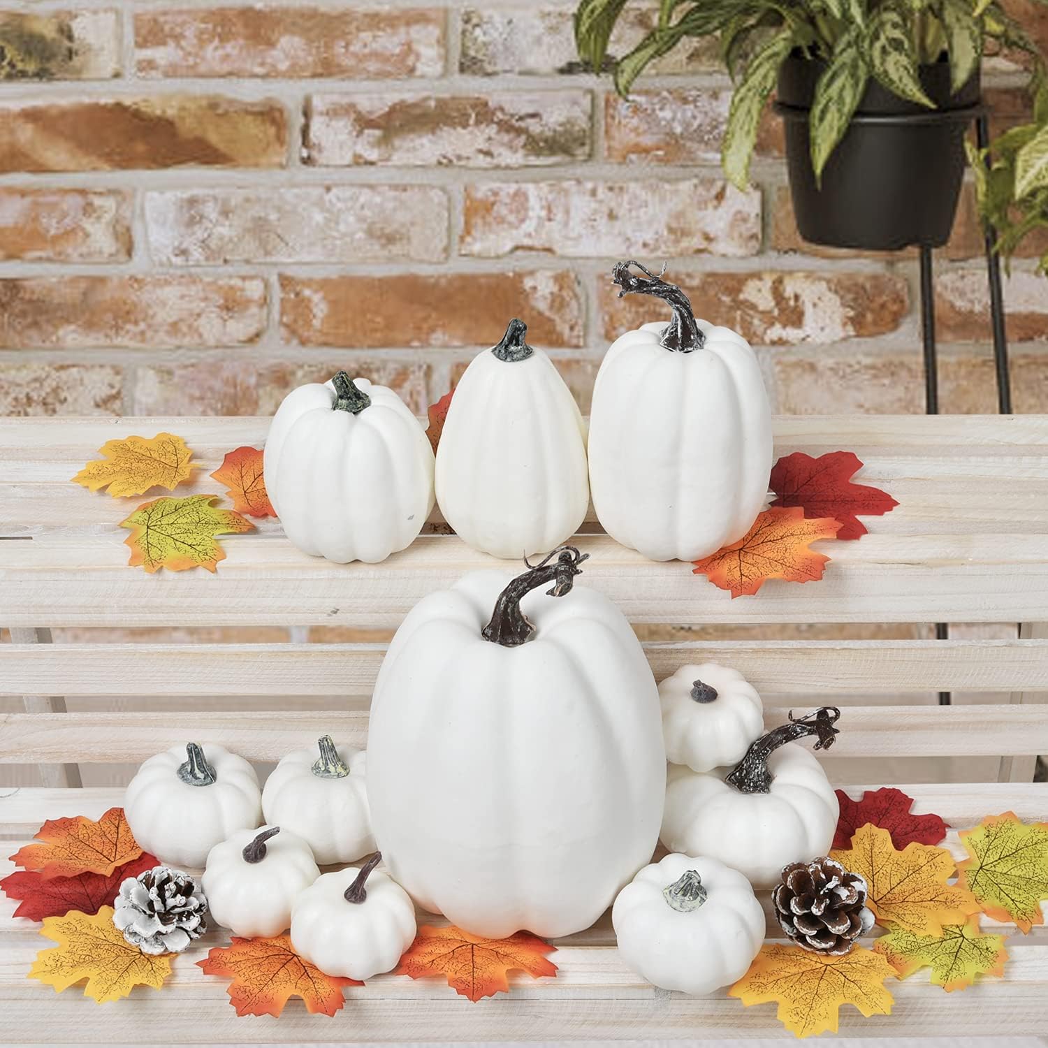 DearHouse 63Pcs Artificial Fall Pumpkins Decoration Set