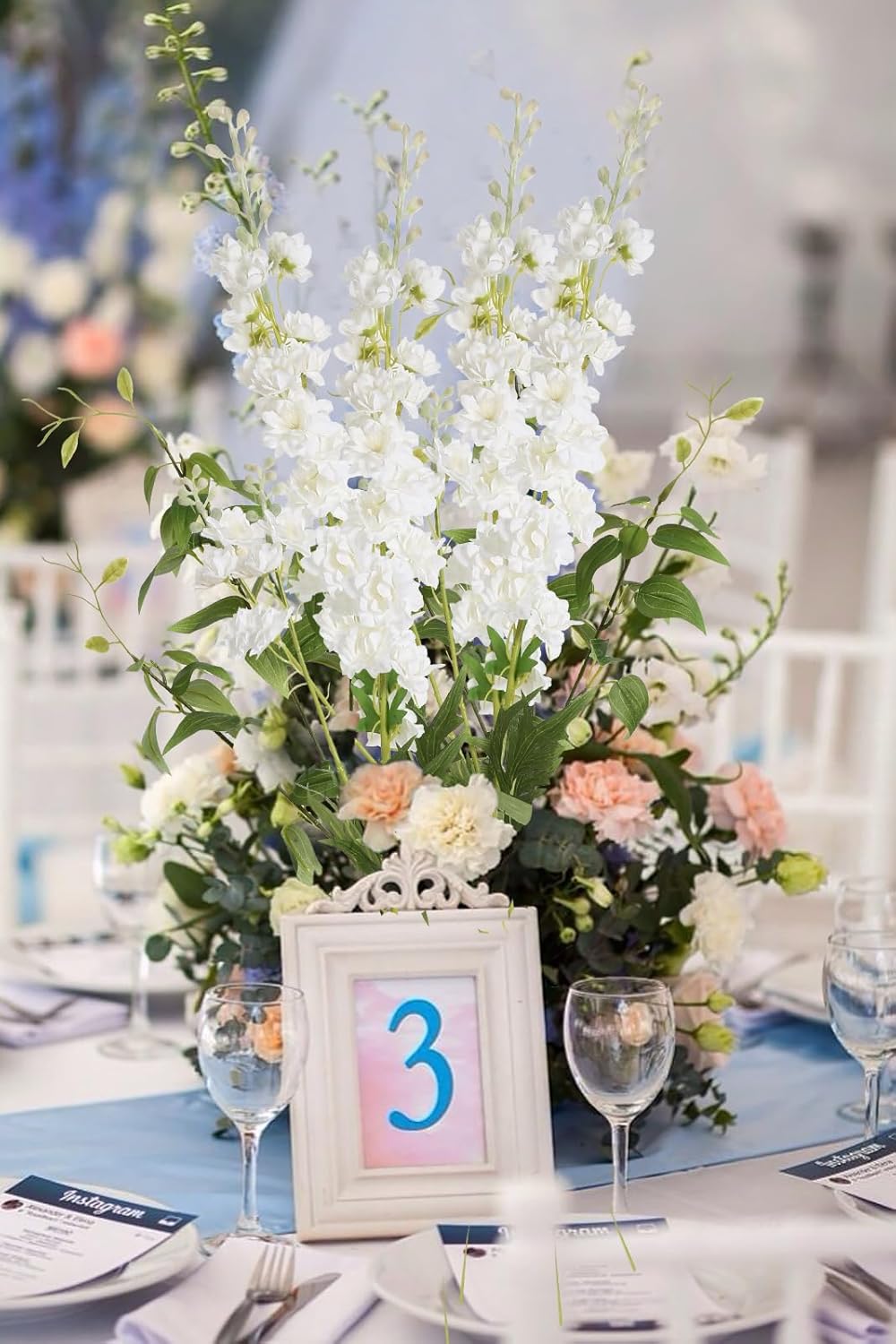 IPOPU Artificial Delphinium Flowers 9PCS for Wedding Home Decor