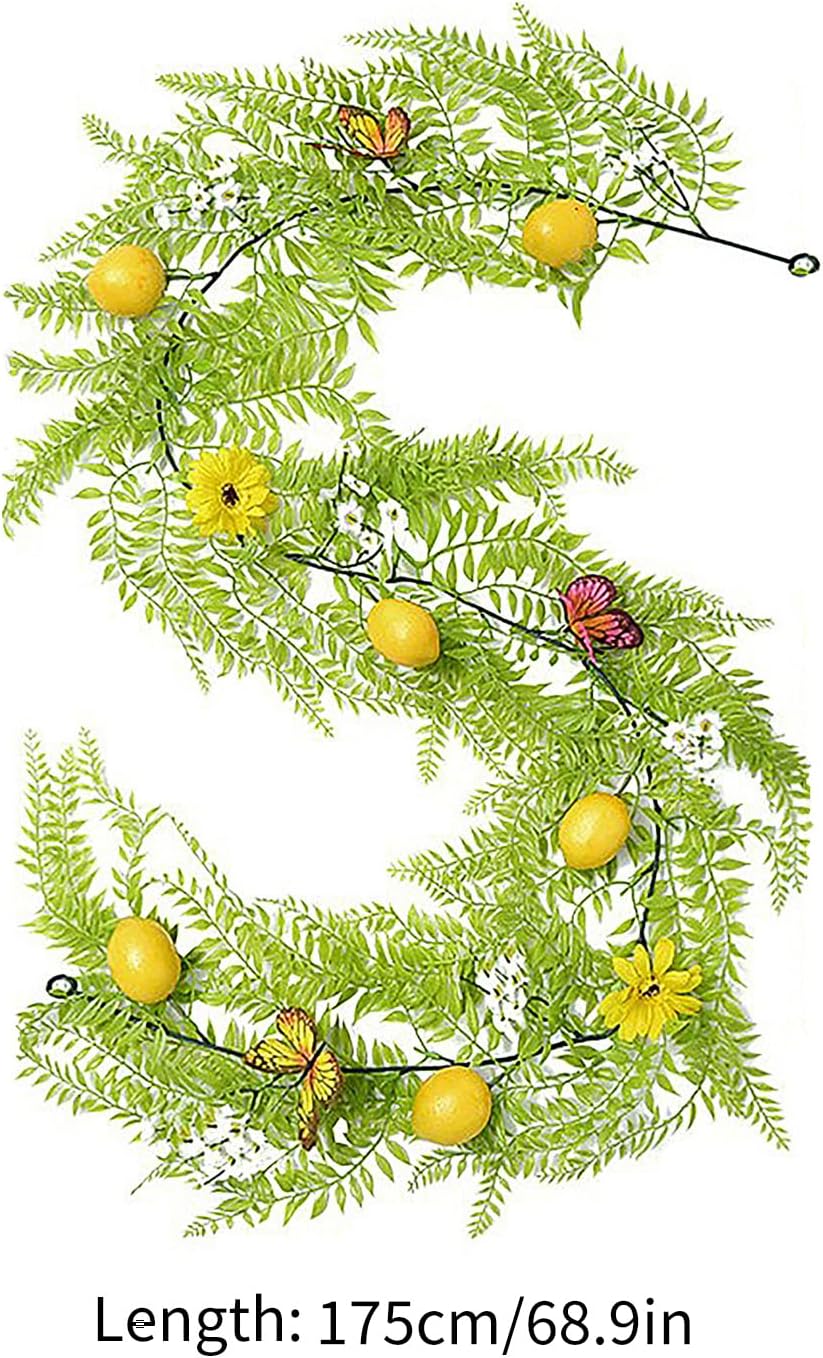69in Artificial Lemon Vine Garland with Leaves and Butterflies
