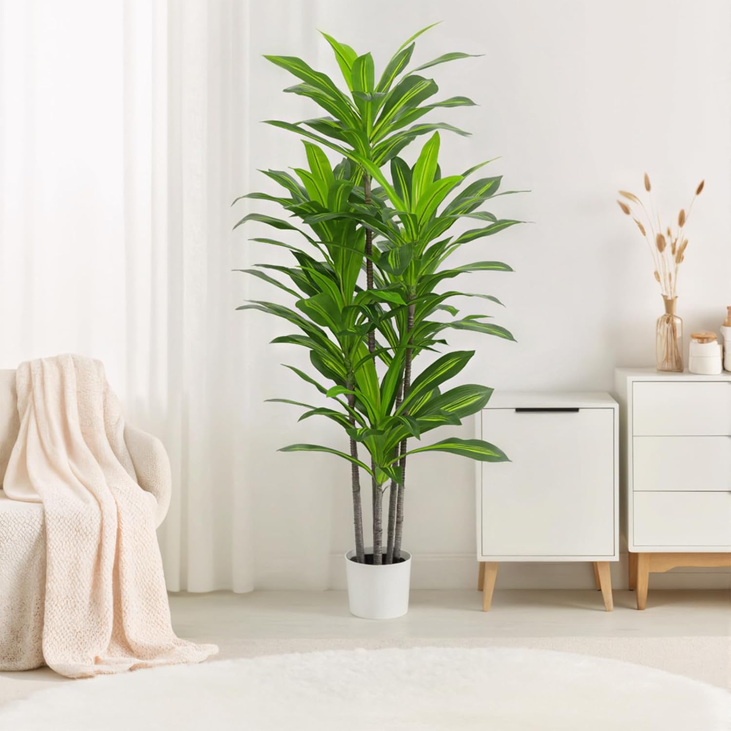 7FT Tall Artificial Dracaena Tree with Realistic Silk Leaves