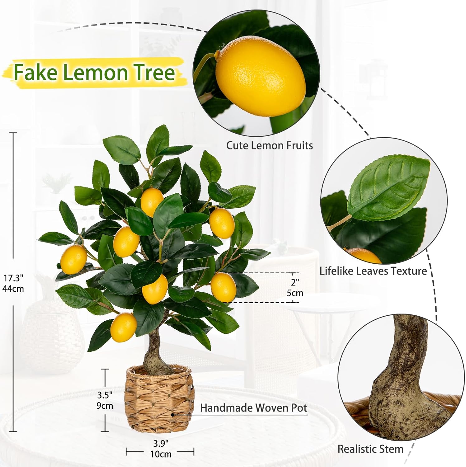 Oairse Artificial Lemon Tree 173 Inch Indoor Decor