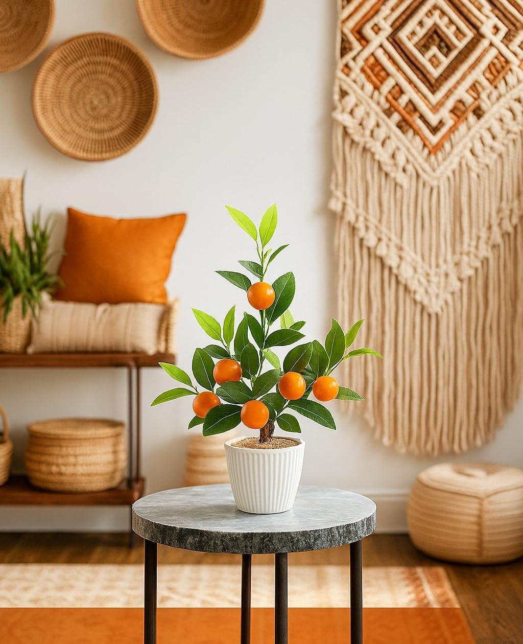 AceList Artificial Orange Tree in White Pot
