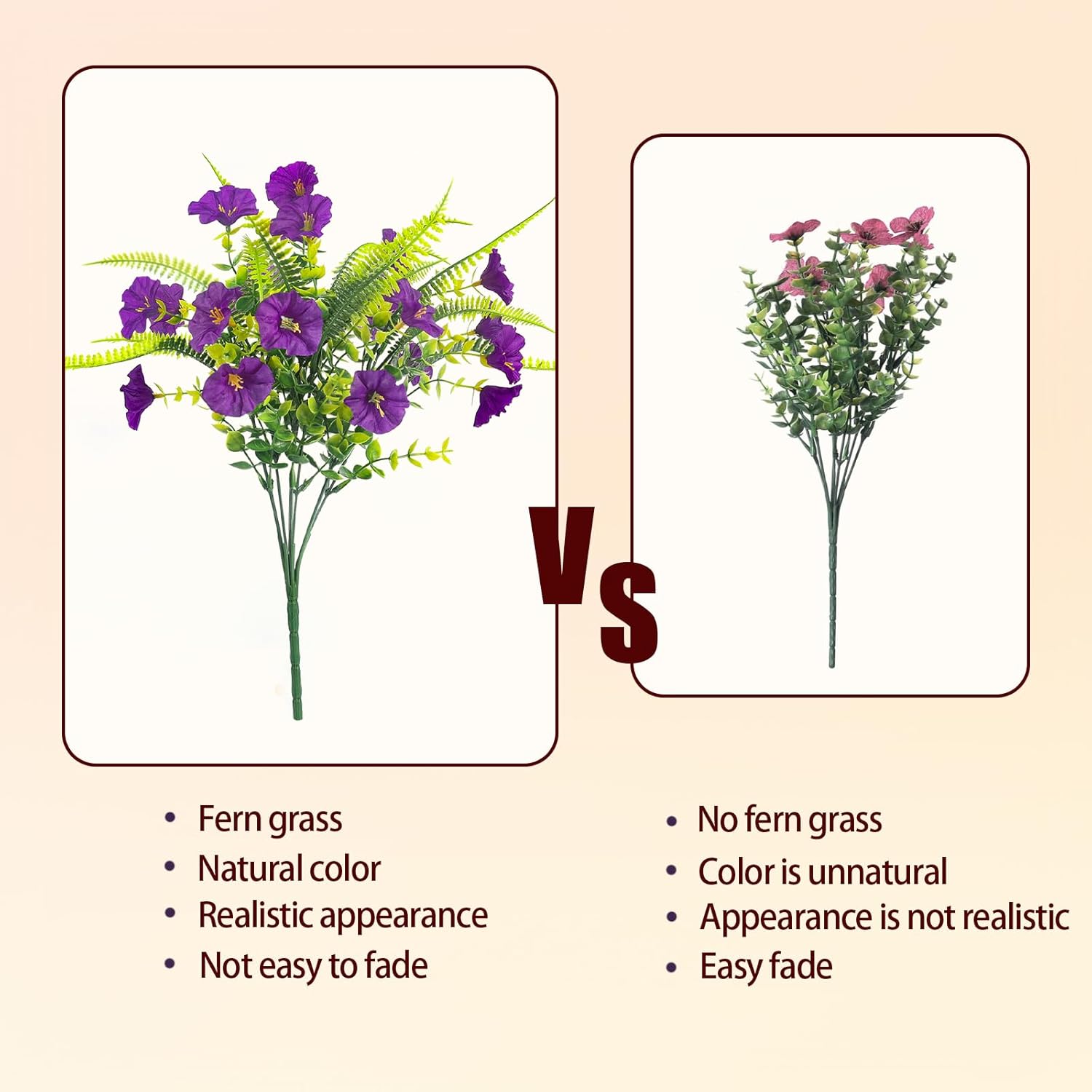 HIAGROW Artificial Petunias Flowers 12 Bundles UV Resistant Decor