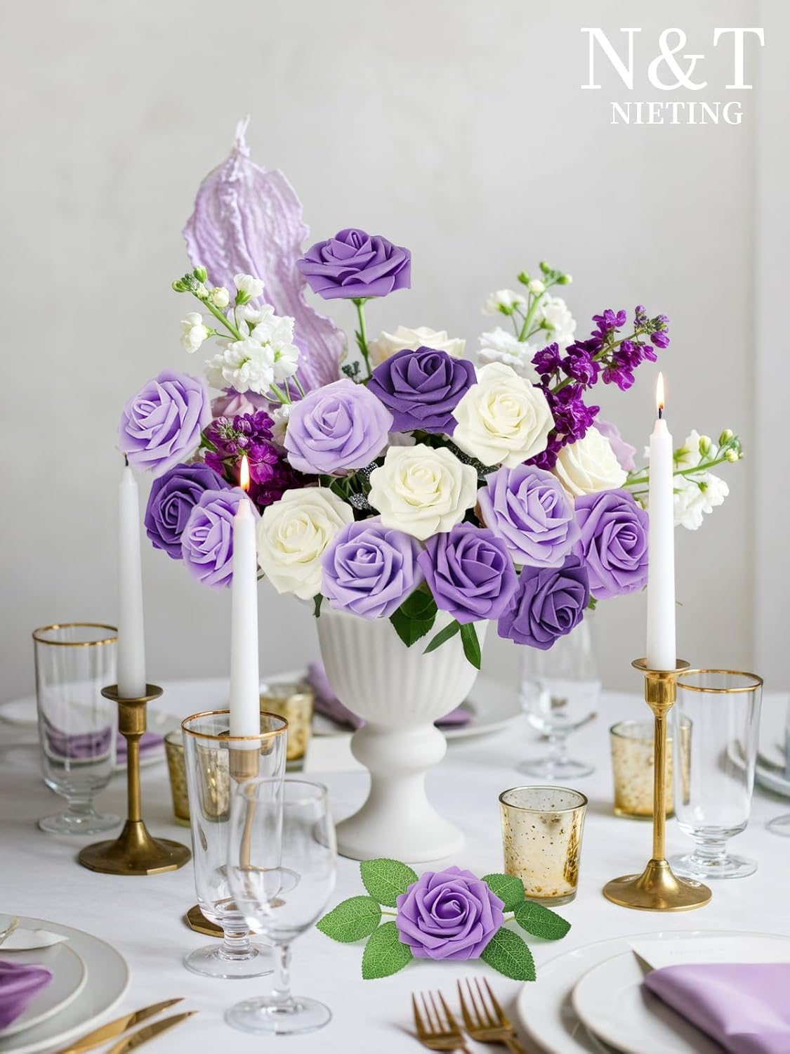 NT NIETING Artificial Flowers 25pcs Series Purple Rose