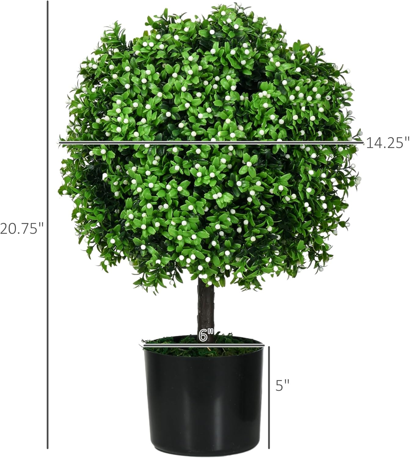 HOMCOM 2 Pack Artificial Boxwood Topiary Trees with Pot