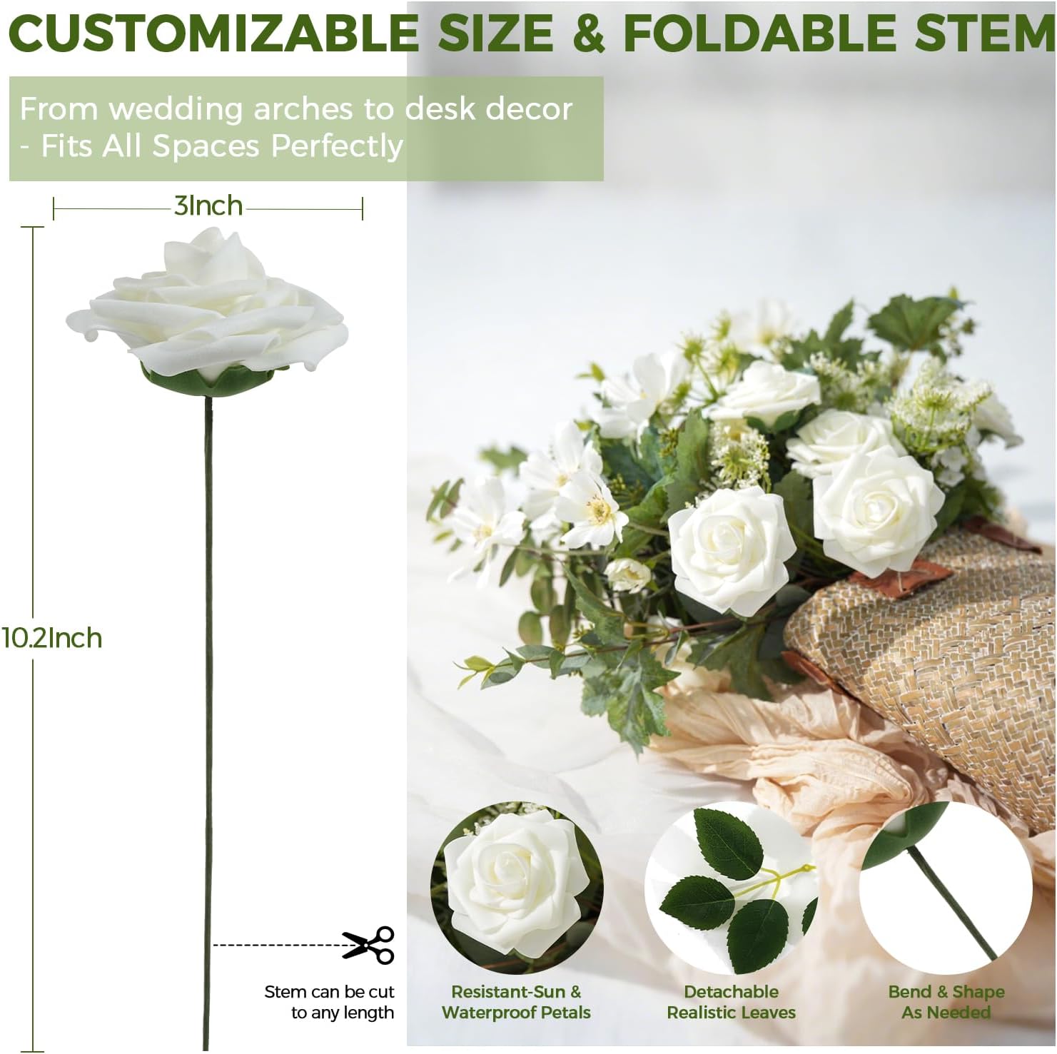 BLISOUL Artificial Flowers Real Looking Rose 25pcs