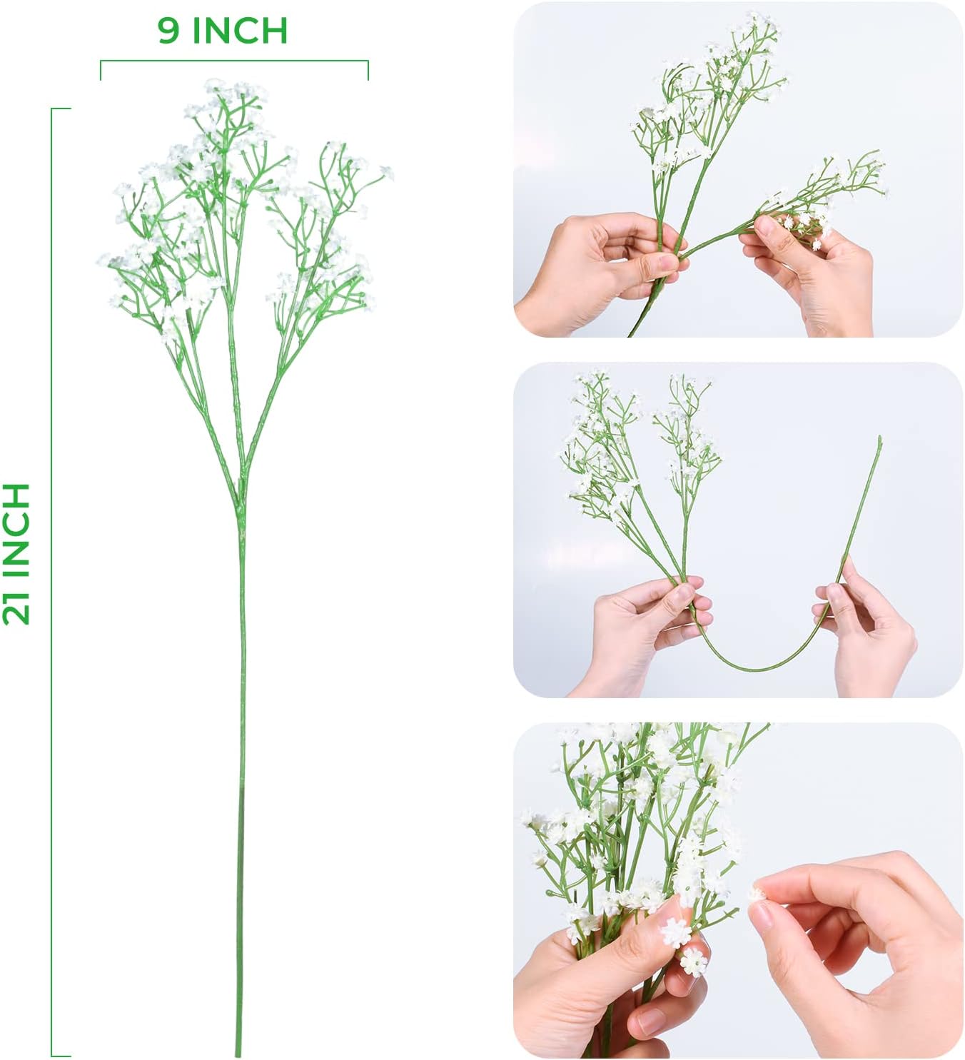 Babys Breath Artificial Flowers 6 Pcs Real Touch Wedding Decor