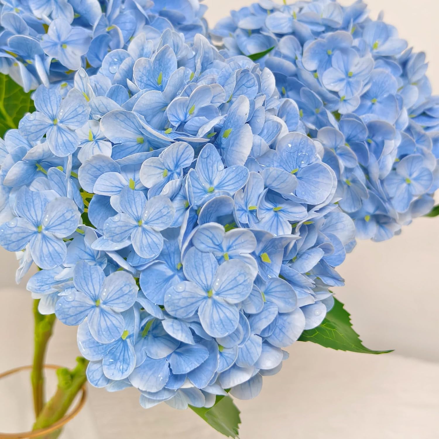Real Touch Blue Hydrangea Artificial Flowers 3 Pcs