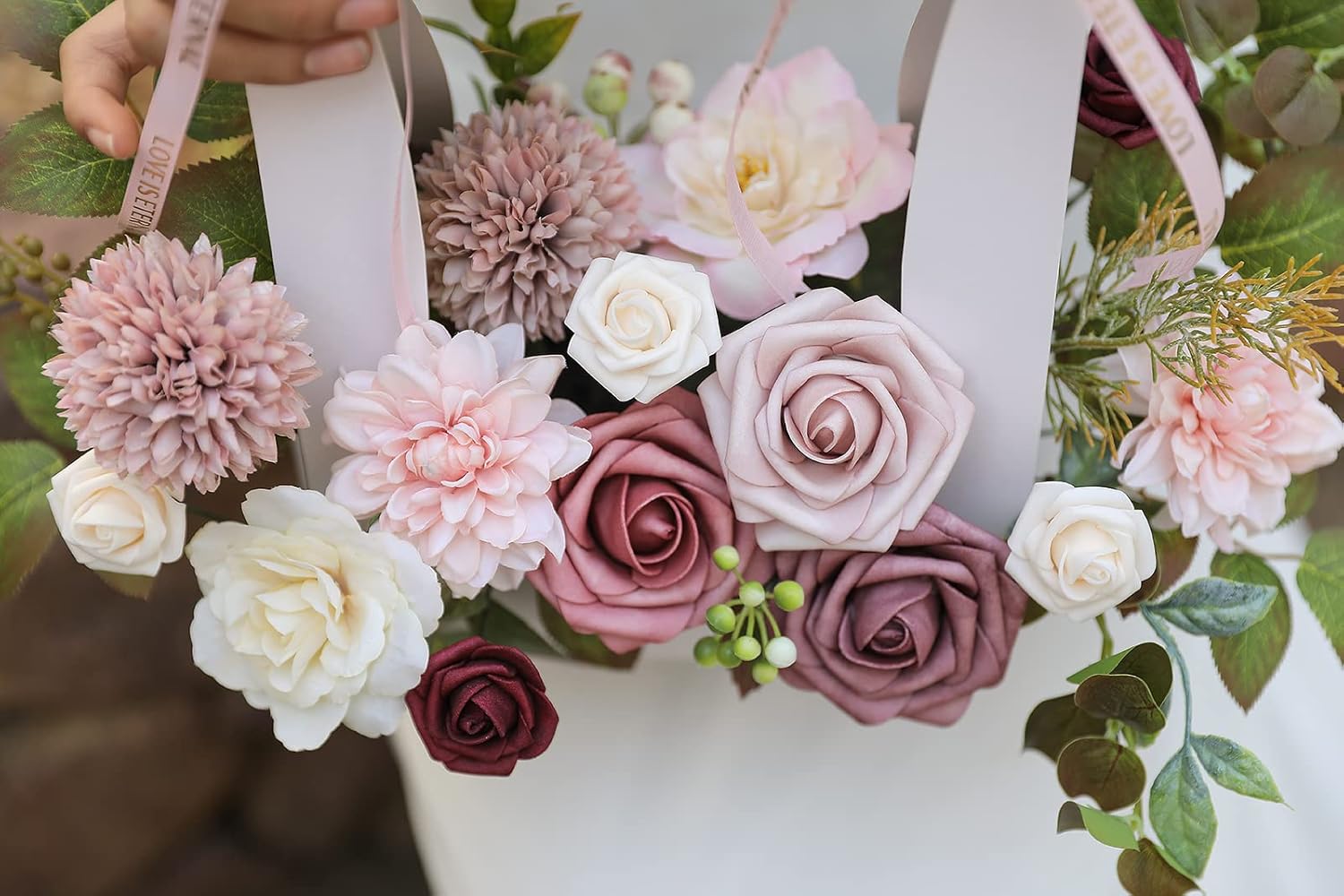 Artificial Flowers Gradient Pink Purple Combo Set
