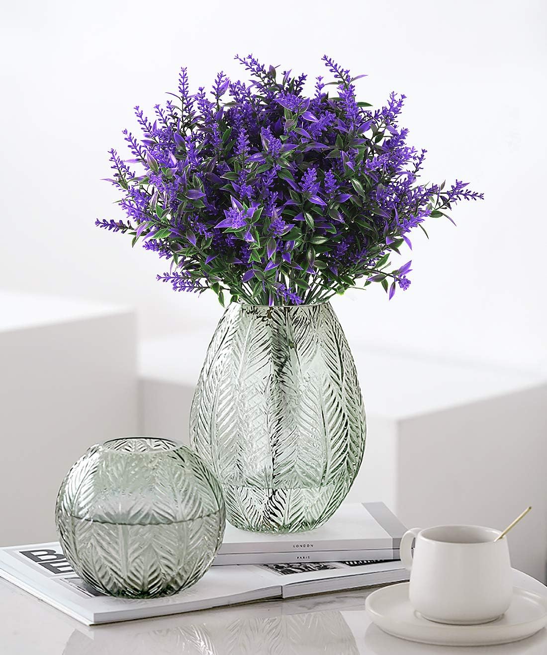 RECUTMS Artificial Lavender Flowers 8 Bundles UV Resistant Decor