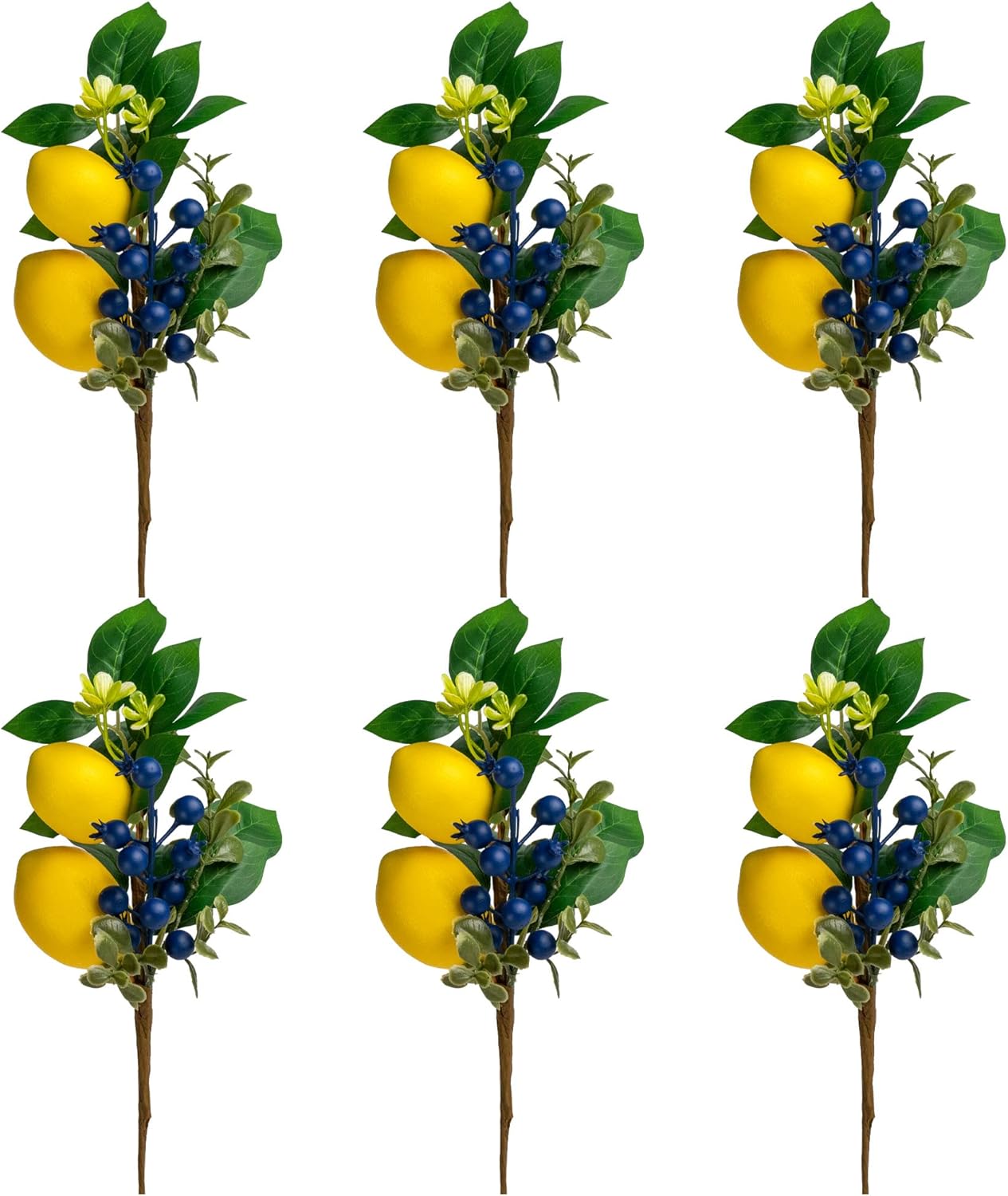 12 Inch Artificial Lemon Blueberry Branches Pack of 6