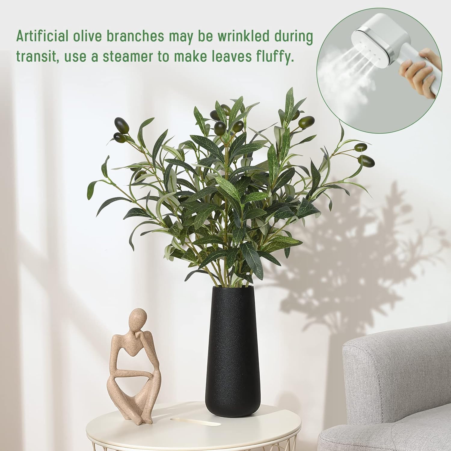 Waipfaru 5Pcs Artificial Olive Branches for Vases 18 Inch