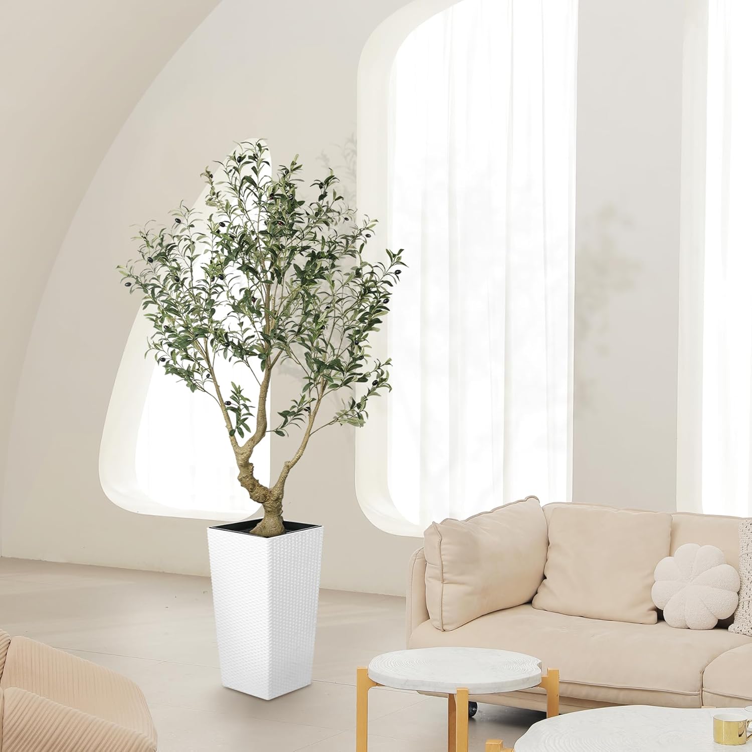 LYERSE Faux Olive Tree 6ft Artificial Indoor Decor
