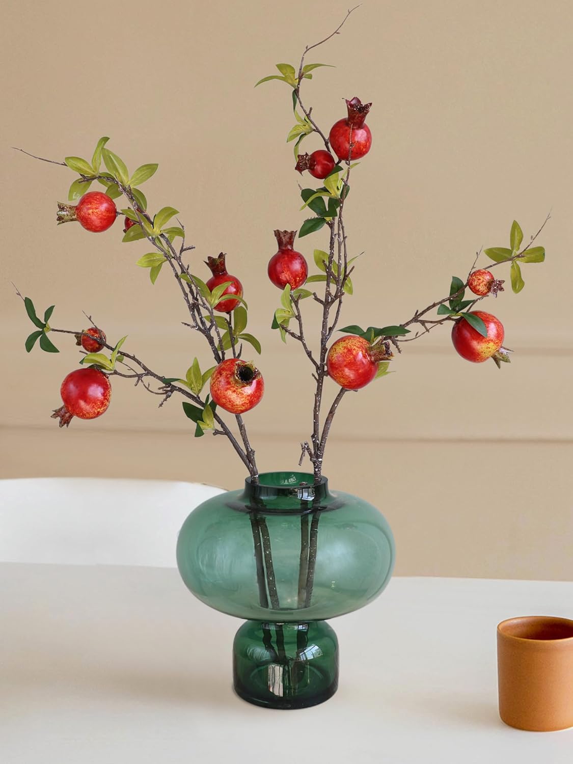 Forlaoers 2pcs Artificial Red Pomegranate Flowers