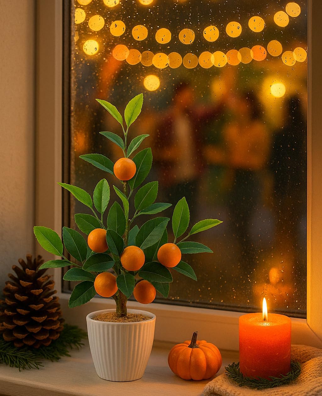 AceList Artificial Orange Tree in White Pot