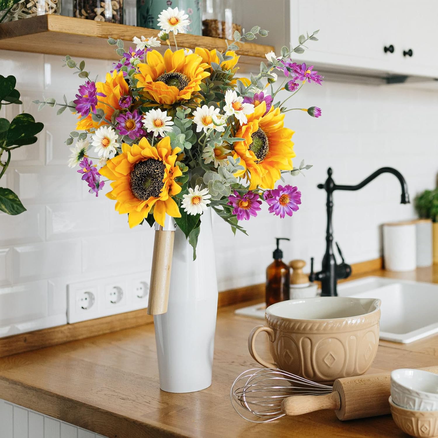 CEWOR Artificial Sunflowers Bouquet for Wedding and Home Decor