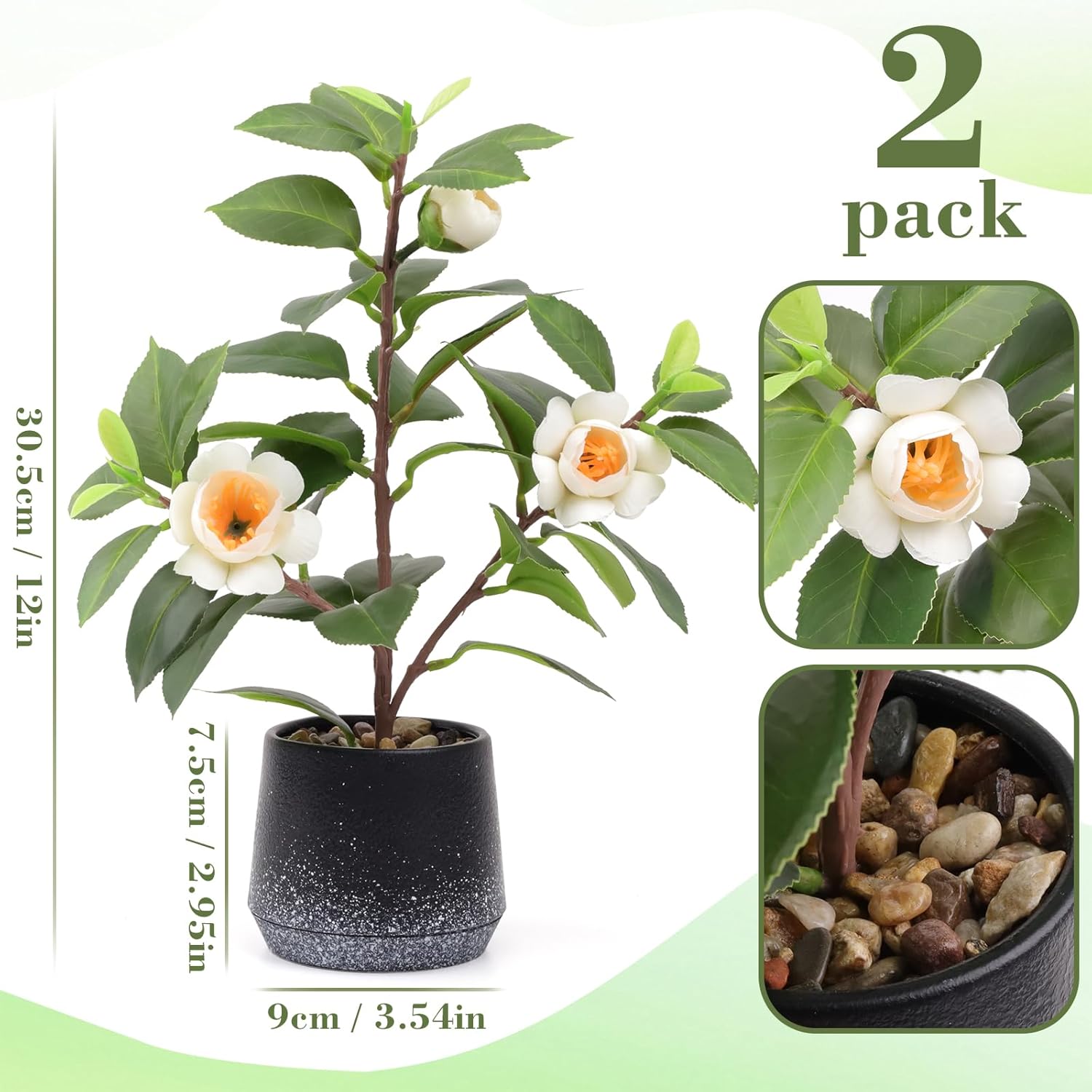 Gresorth 2 Pack Artificial Potted Plants with Flowers