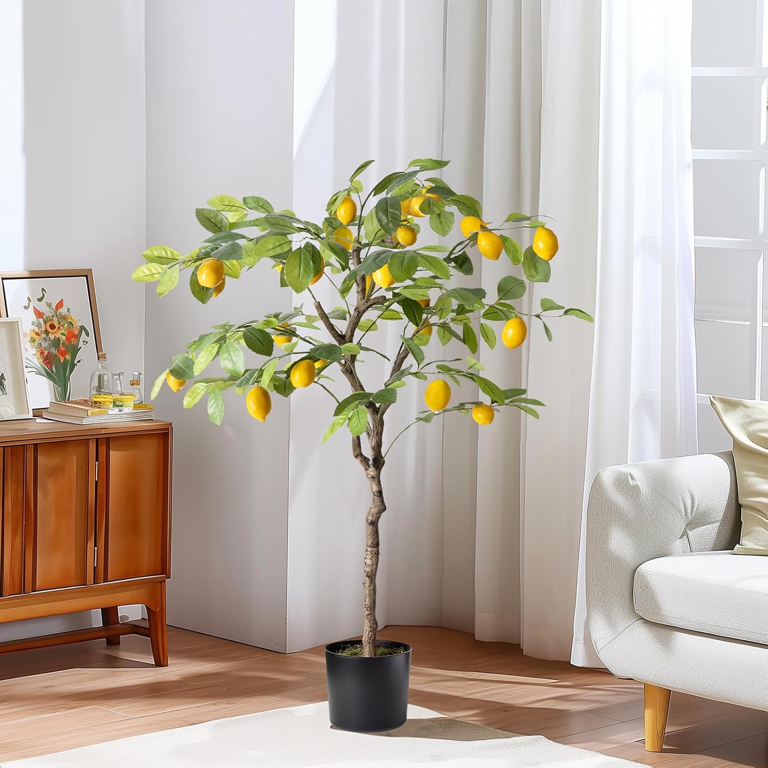 Realistic 4FT Artificial Lemon Tree with Pot