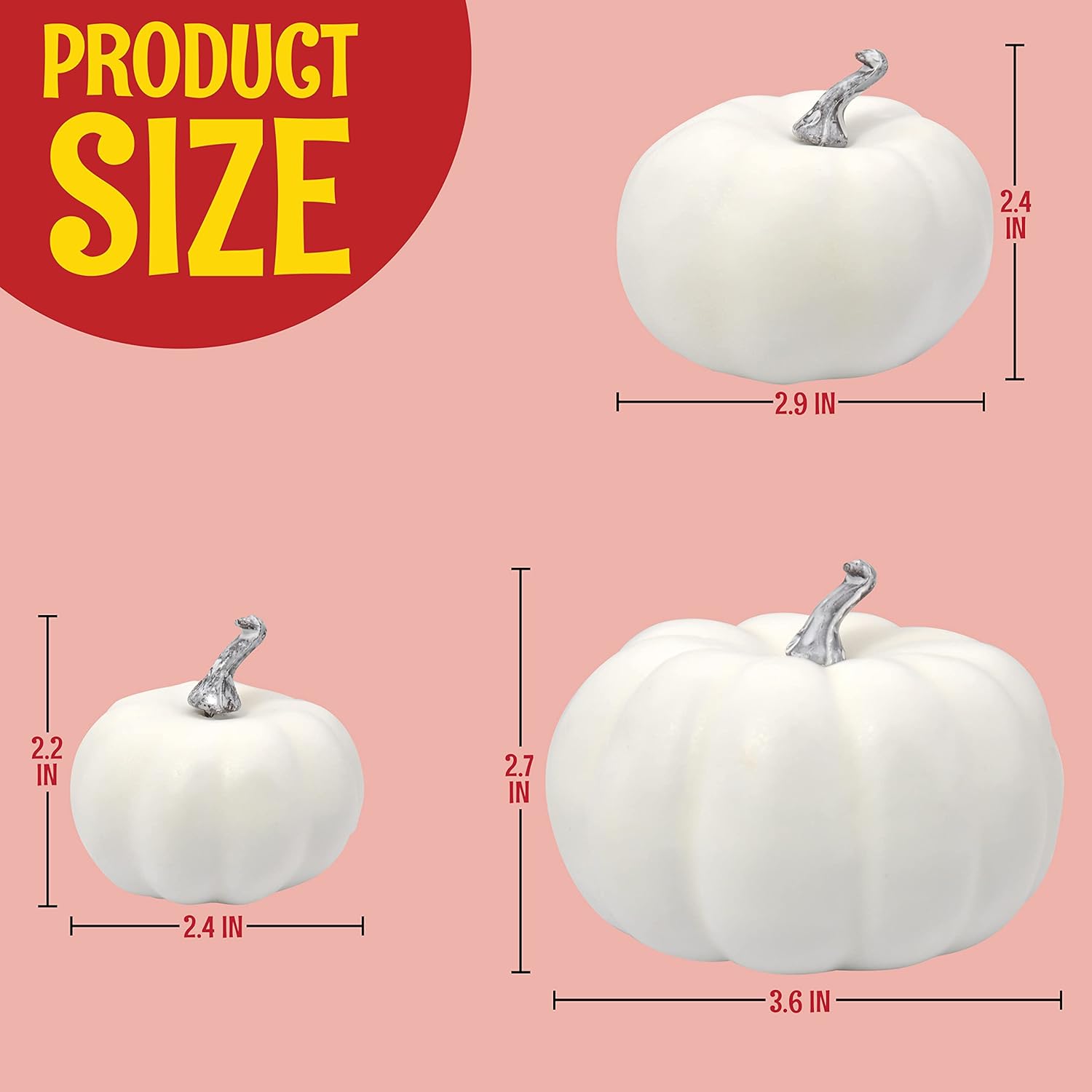 JOYIN Artificial White Pumpkins 18PCS Fall Decor Set