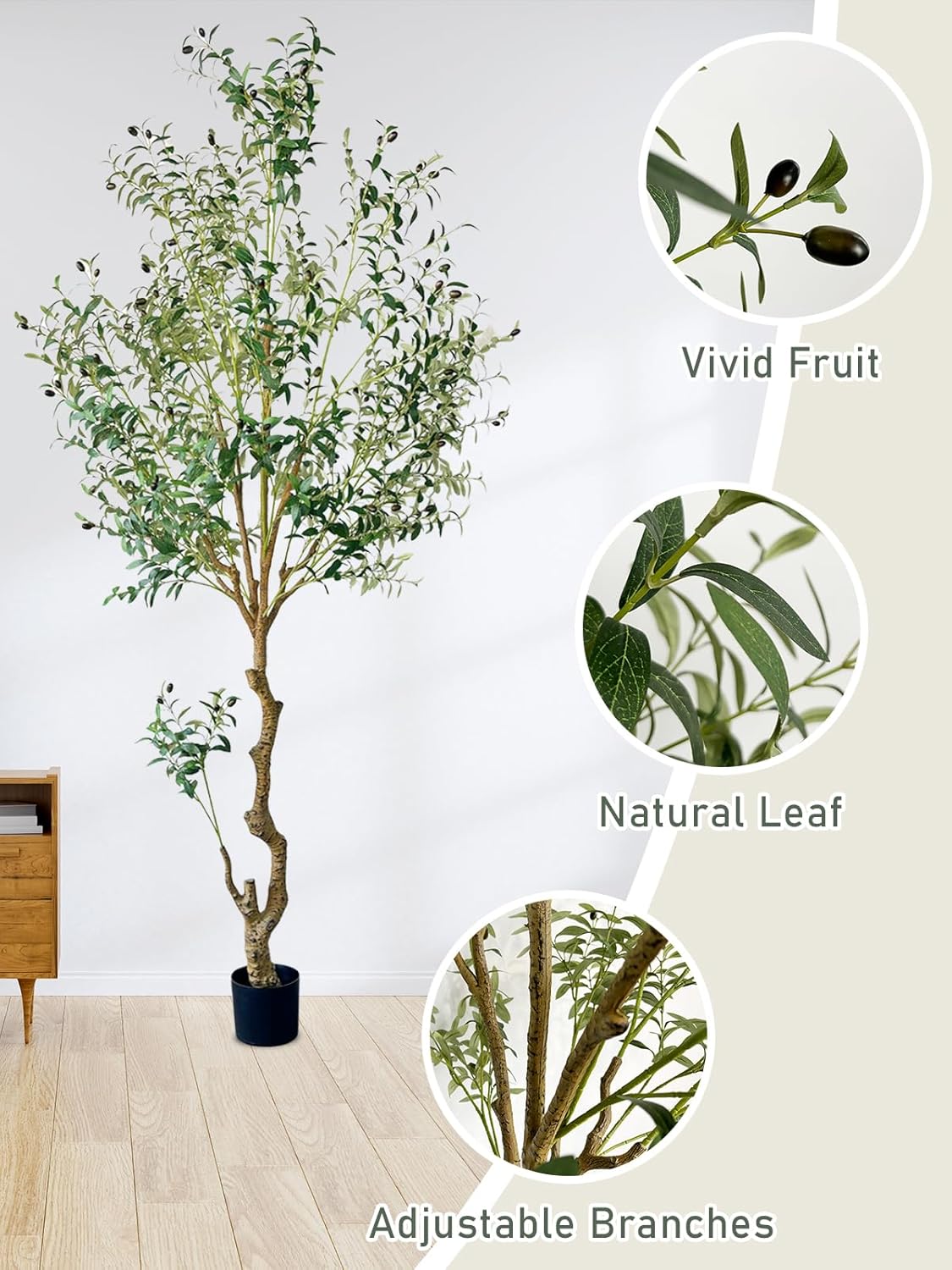 8FT Artificial Olive Tree with Realistic Fruits and Leaves