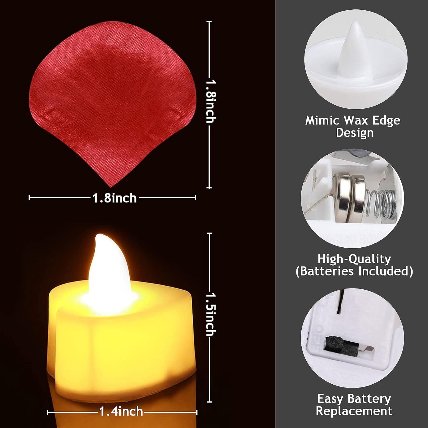Childom Red Rose Petals Set with LED Candles