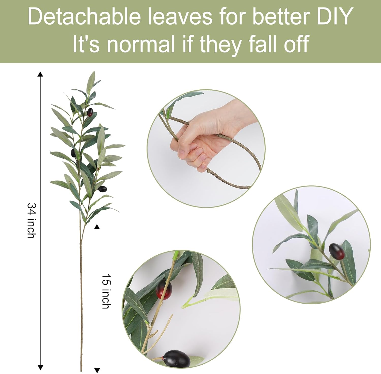 4PCS Artificial Olive Branches for Home Decor
