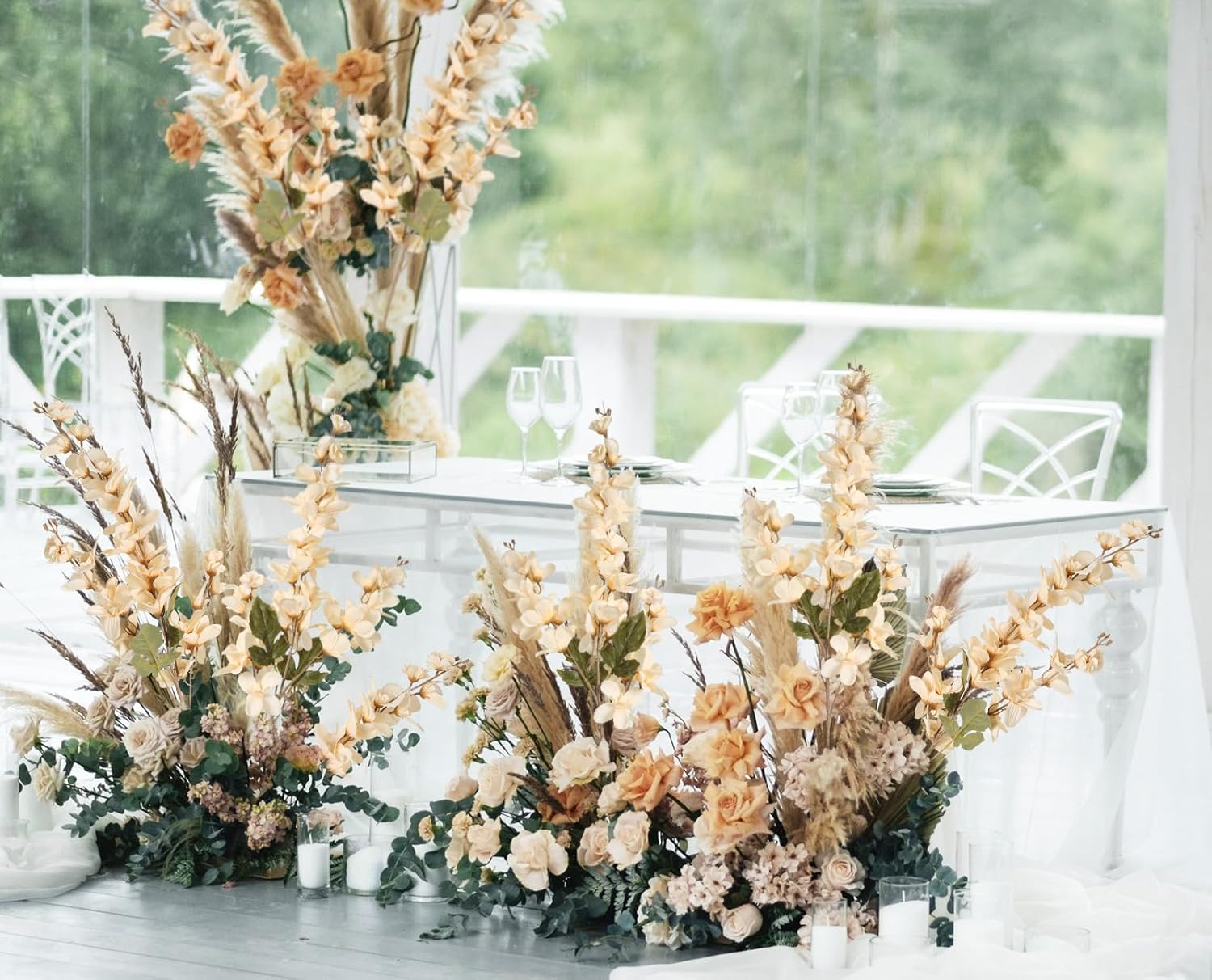 6PCS Champagne Delphinium Artificial Flowers for Wedding Decor