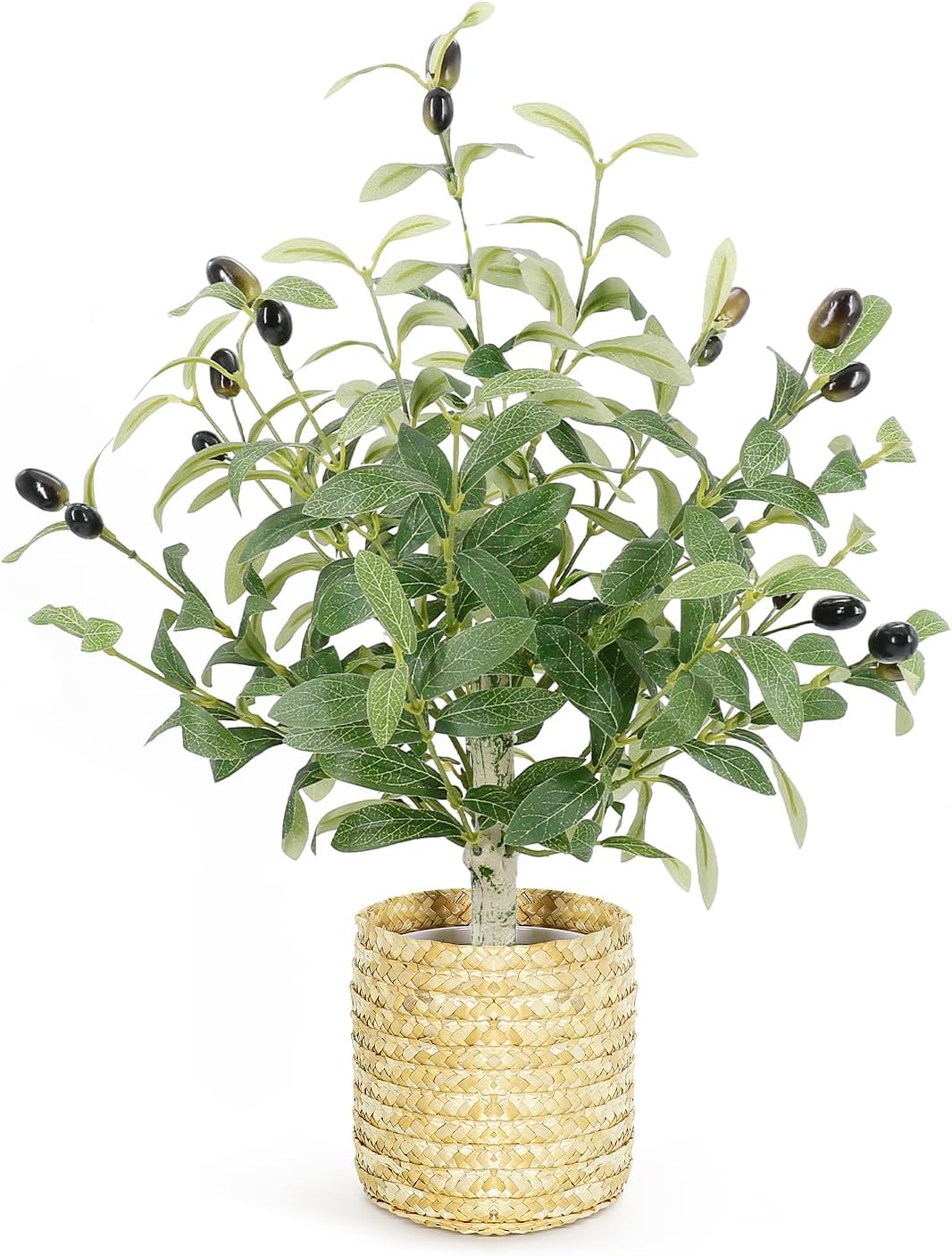 AceList 19 Inches Fake Olive Tree with Woven Basket