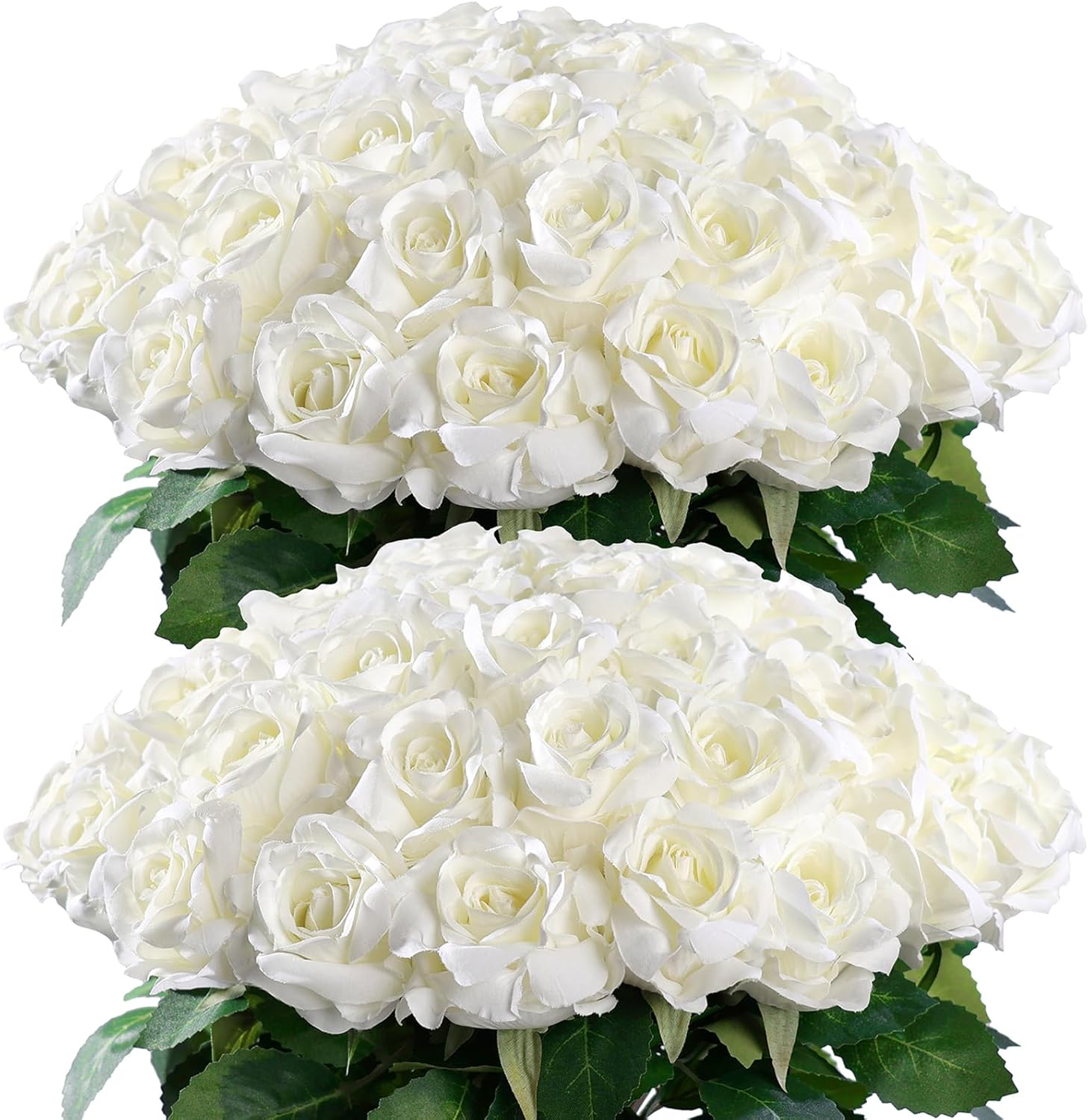 YXZZWL 60 Pcs Artificial Roses White Realistic